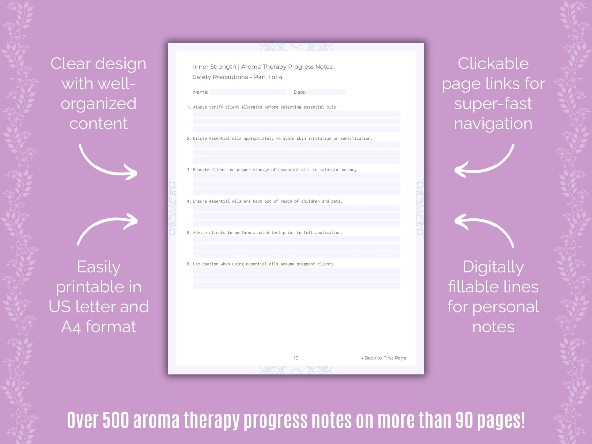Inner Strength Aroma Therapy Counseling Templates