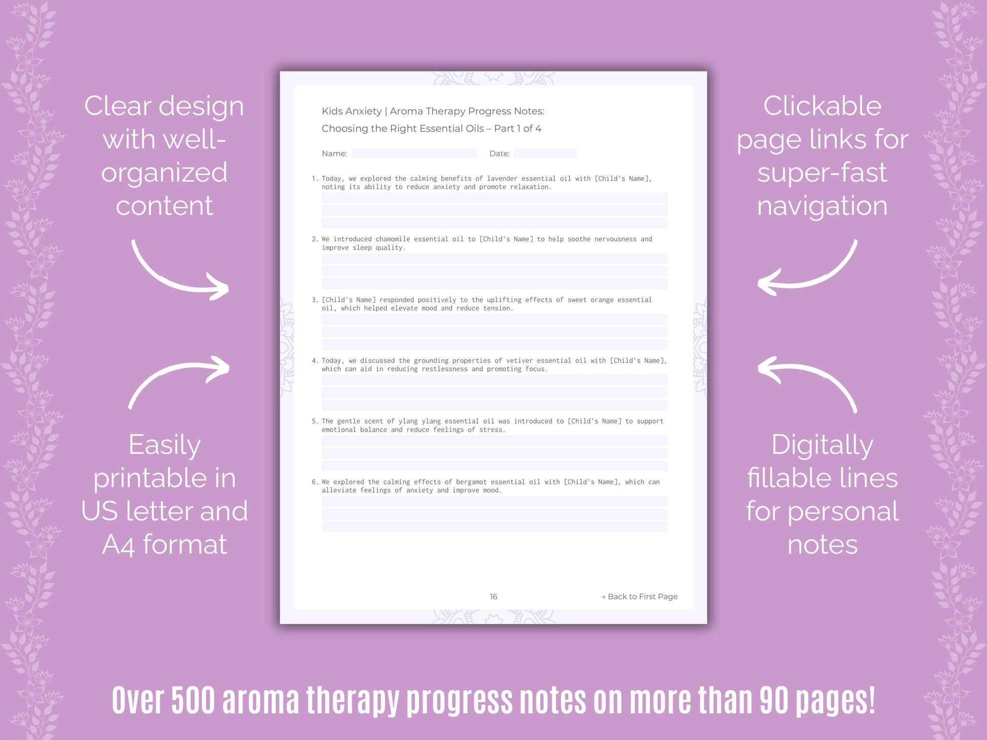 Kids Anxiety Aroma Therapy Counseling Templates