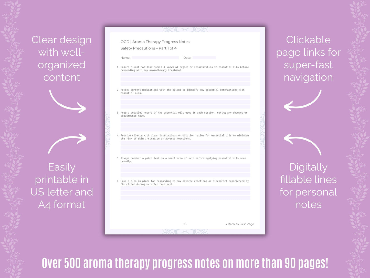 Obsessive-Compulsive Disorder (OCD) Aroma Therapy Counseling Templates