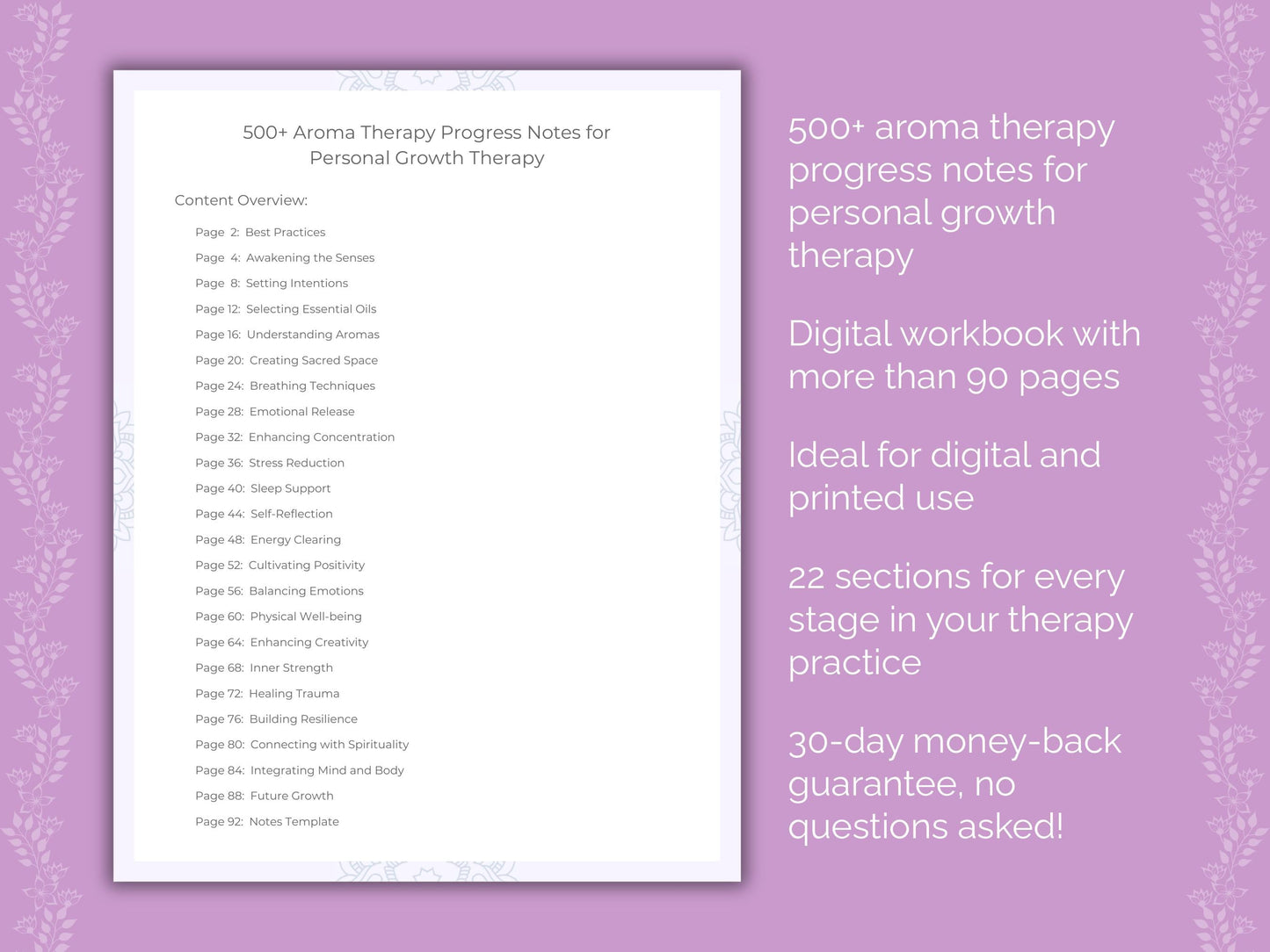 Personal Growth Aroma Therapy Therapist Worksheets