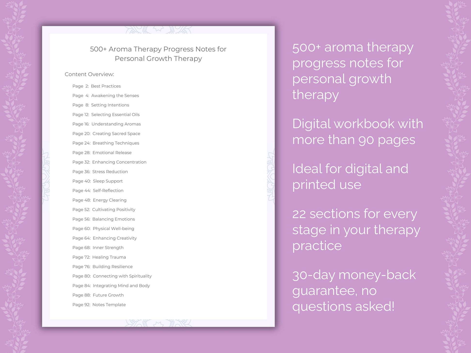 Personal Growth Aroma Therapy Therapist Worksheets