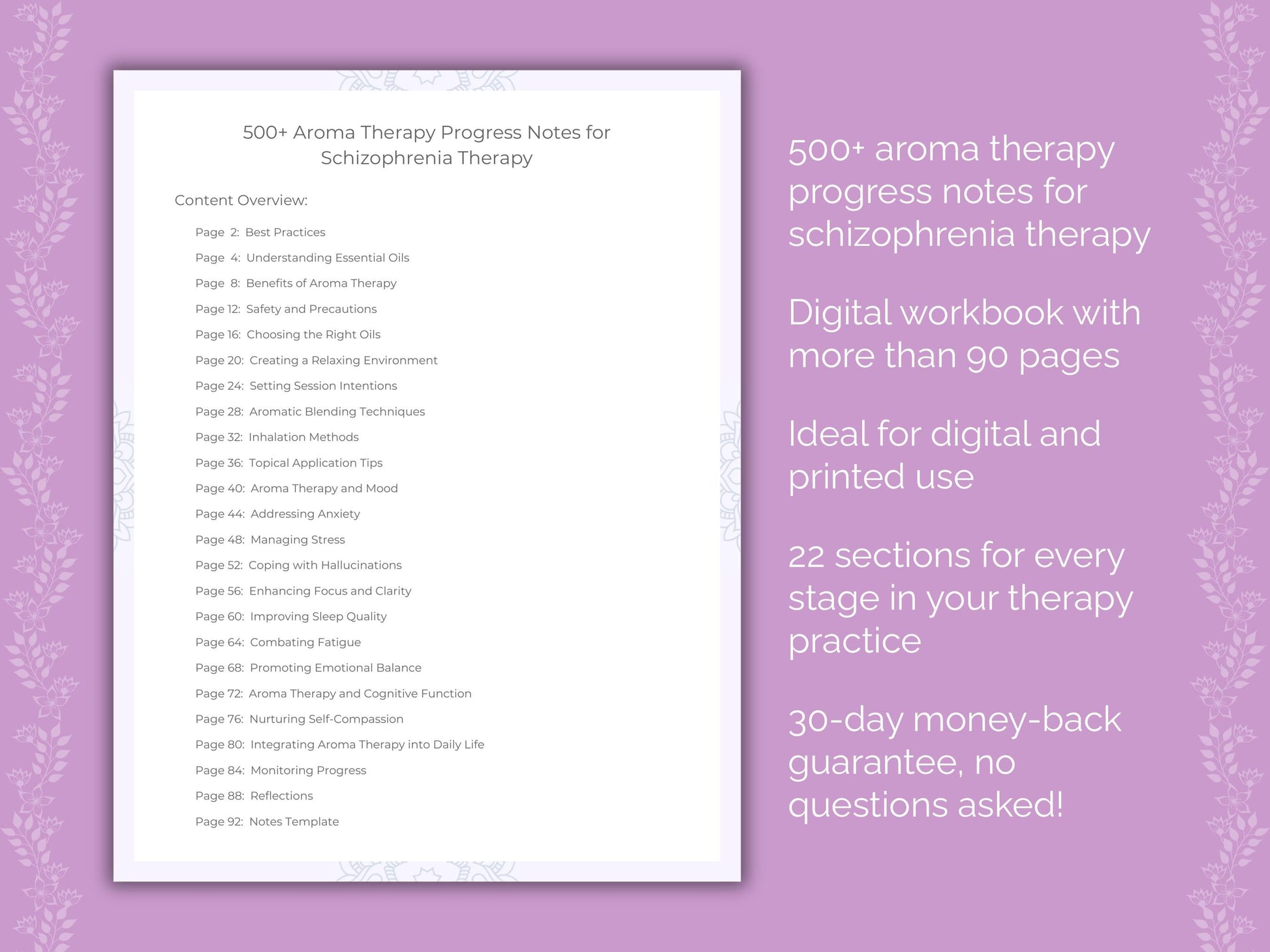 Schizophrenia Aroma Therapy Therapist Worksheets