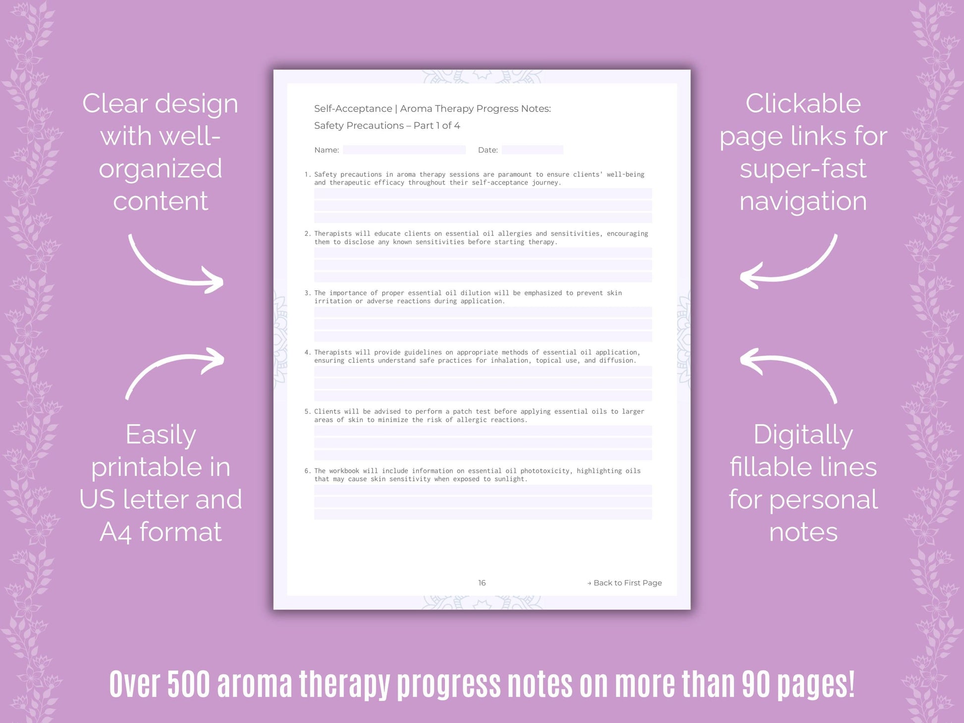 Self-Acceptance Aroma Therapy Counseling Templates