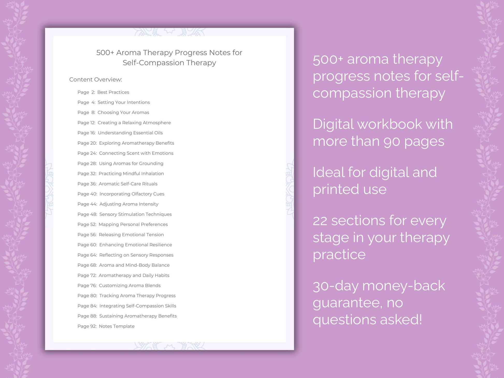 Self-Compassion Aroma Therapy Therapist Worksheets