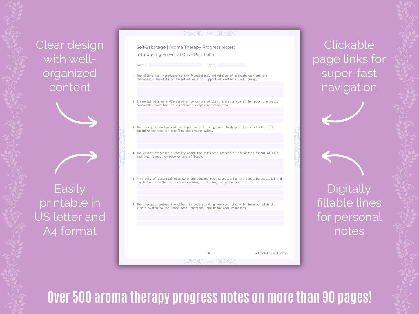 Self-Sabotage Aroma Therapy Counseling Templates