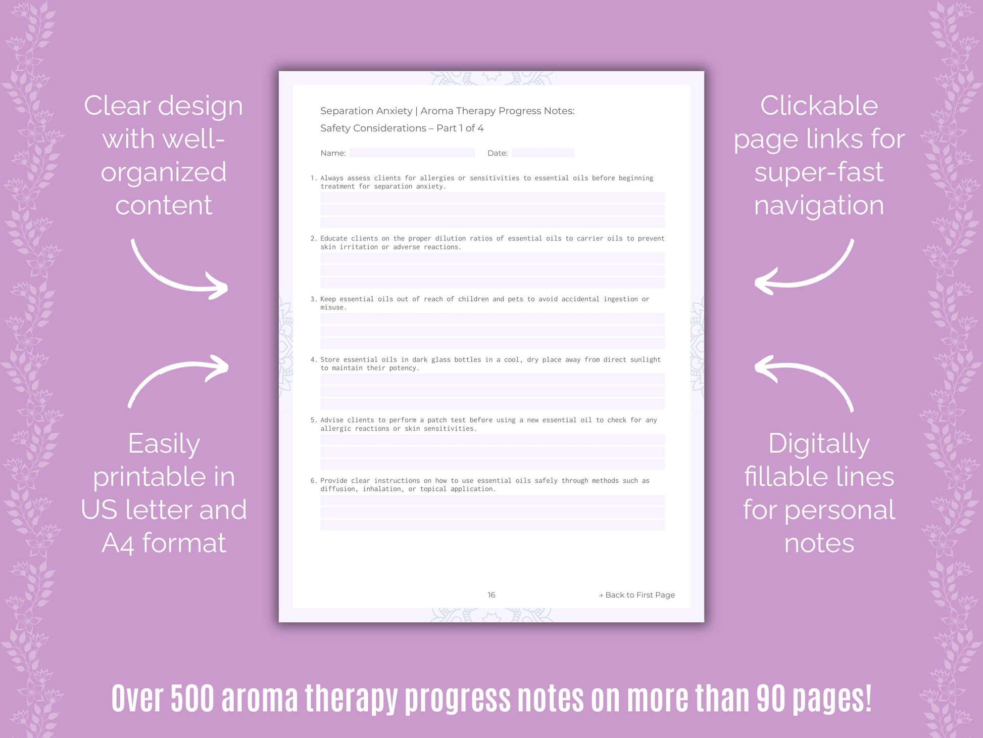 Separation Anxiety Aroma Therapy Counseling Templates