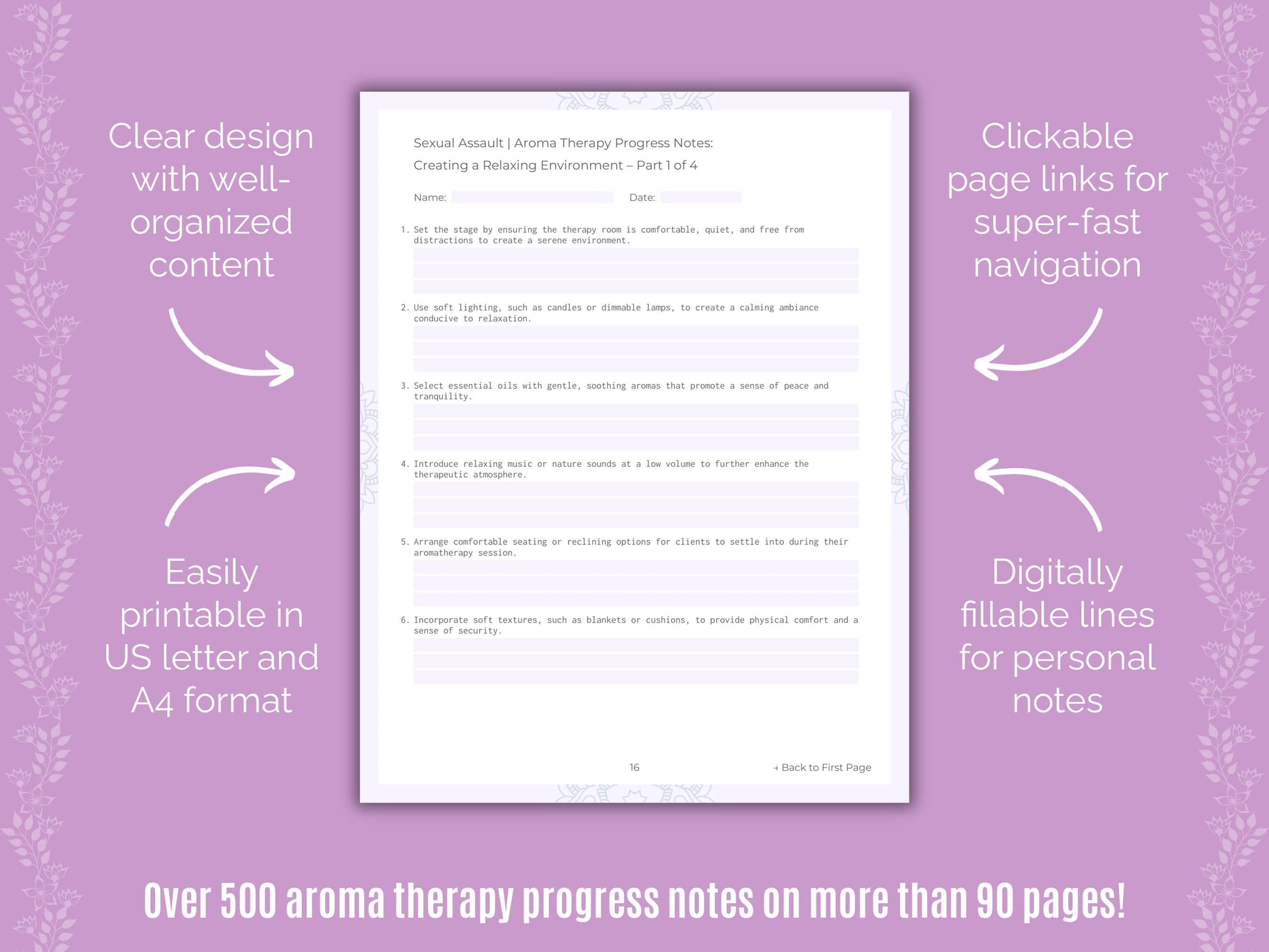 Sexual Assault Aroma Therapy Counseling Templates