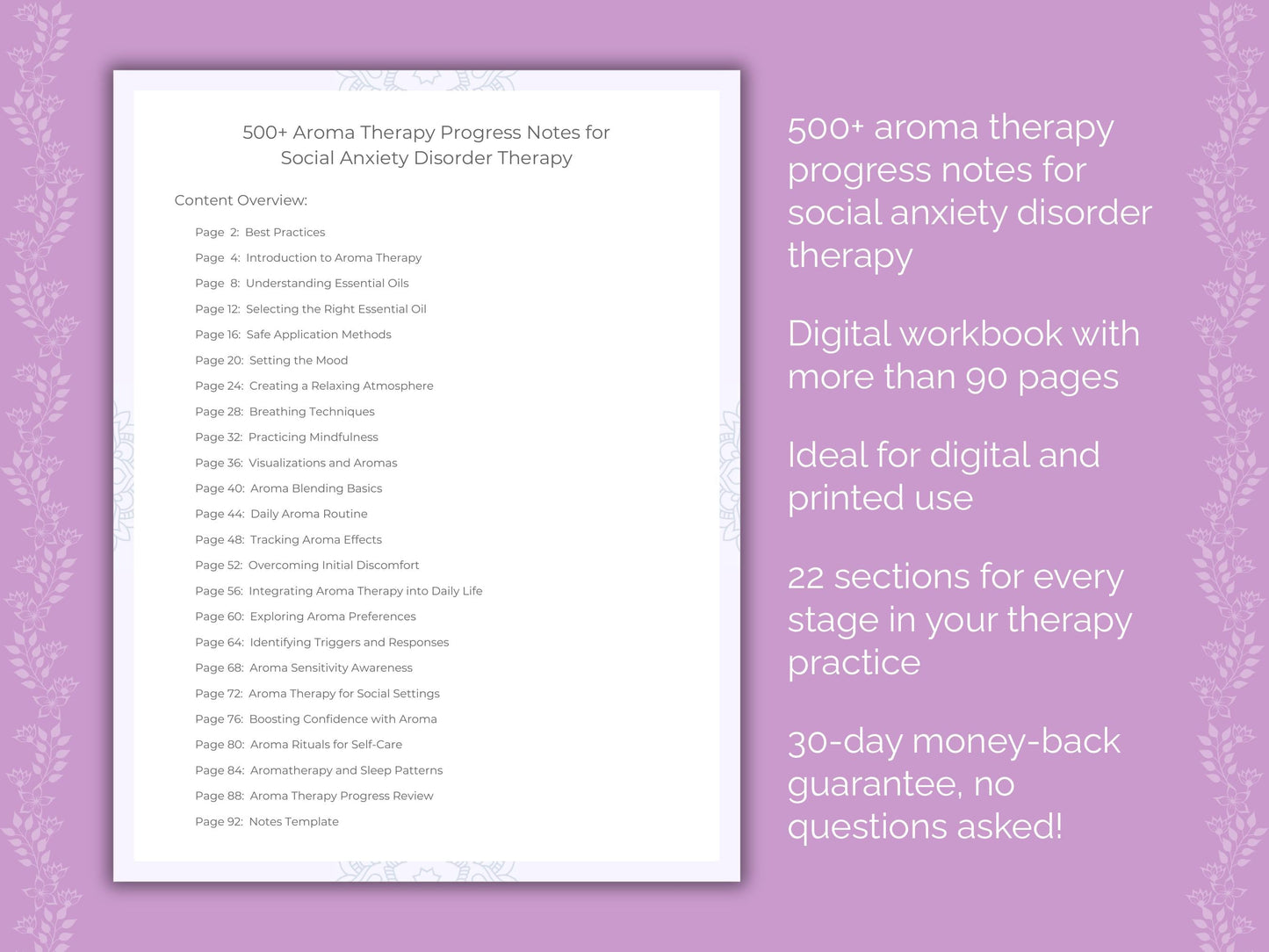 Social Anxiety Disorder Aroma Therapy Therapist Worksheets