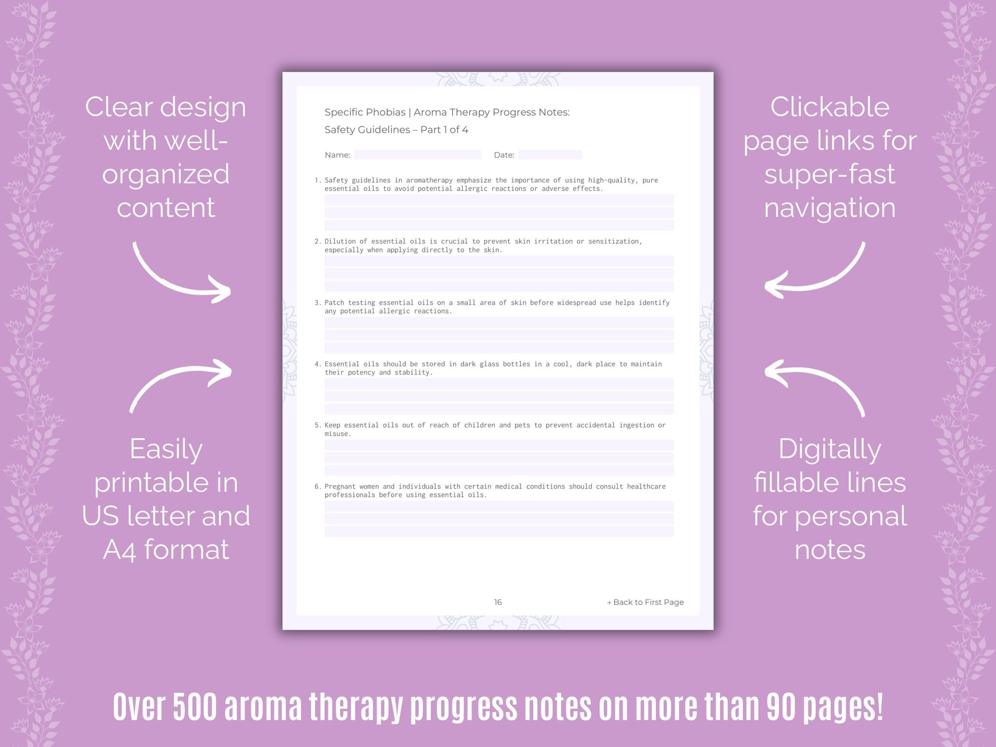 Specific Phobias Aroma Therapy Counseling Templates