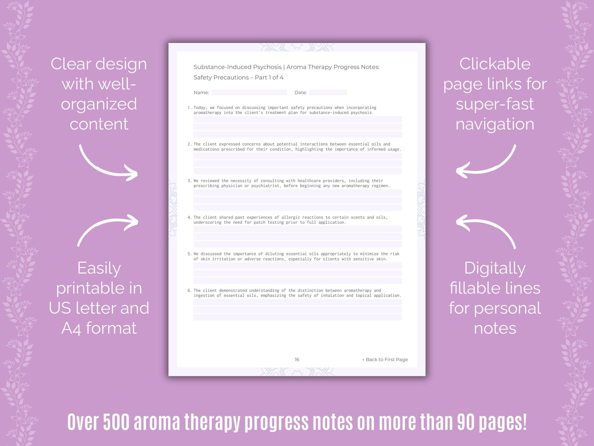 Substance-Induced Psychosis Aroma Therapy Counseling Templates