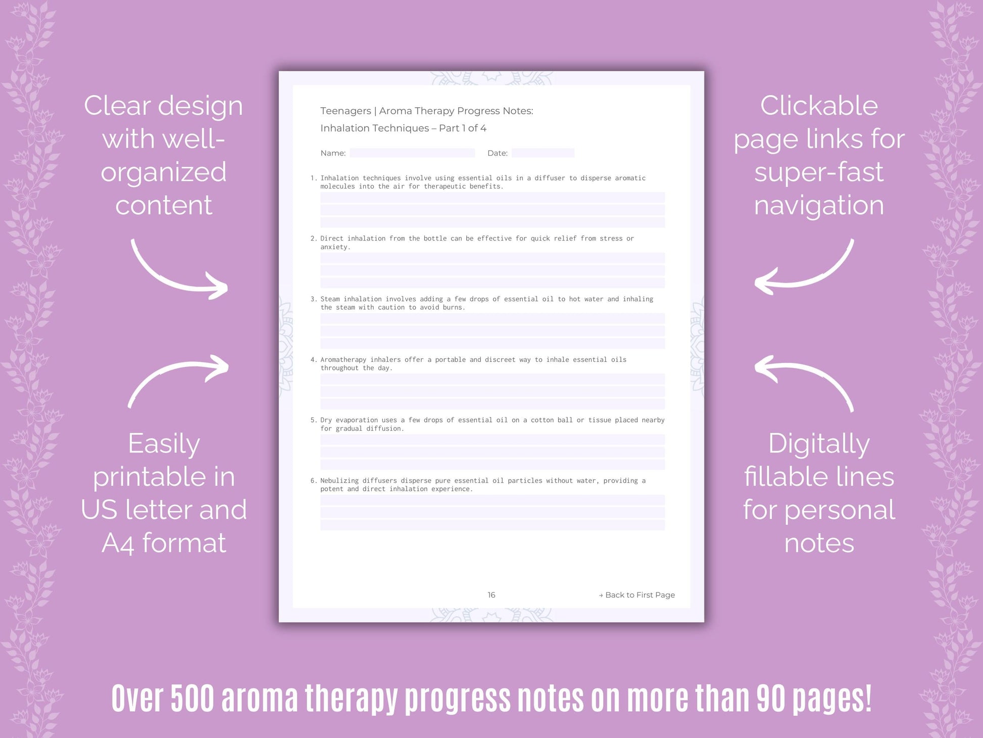 Teenagers Aroma Therapy Counseling Templates