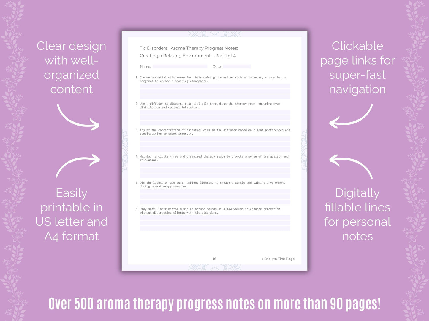 Tic Disorders Aroma Therapy Counseling Templates