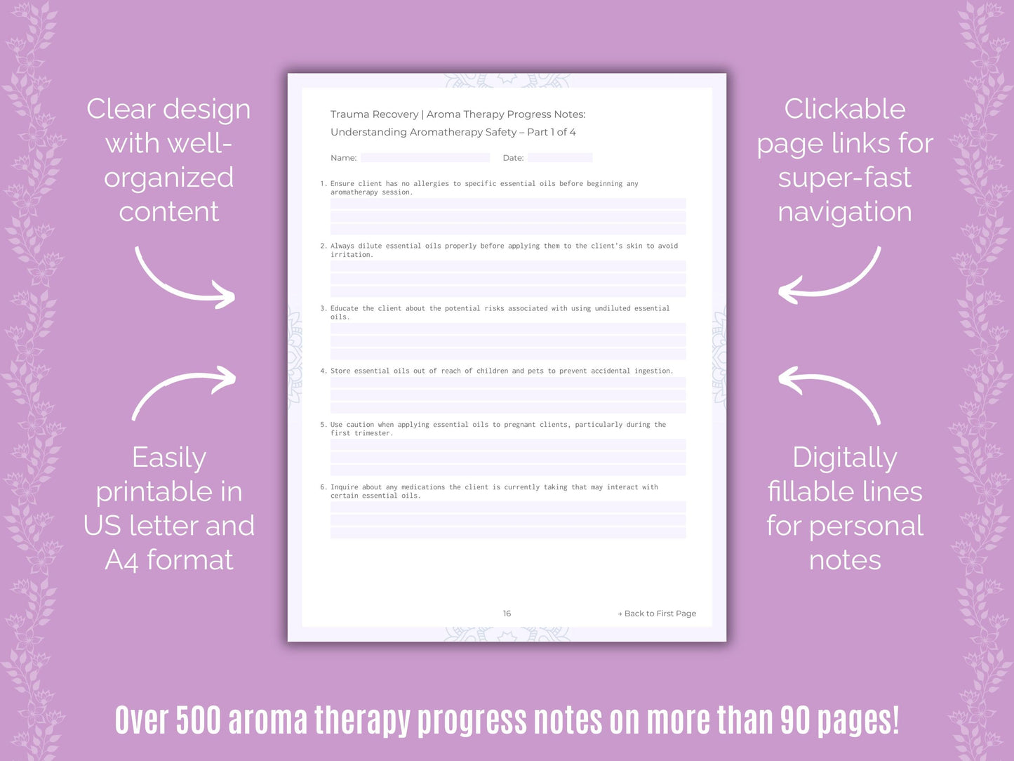 Trauma Recovery Aroma Therapy Counseling Templates