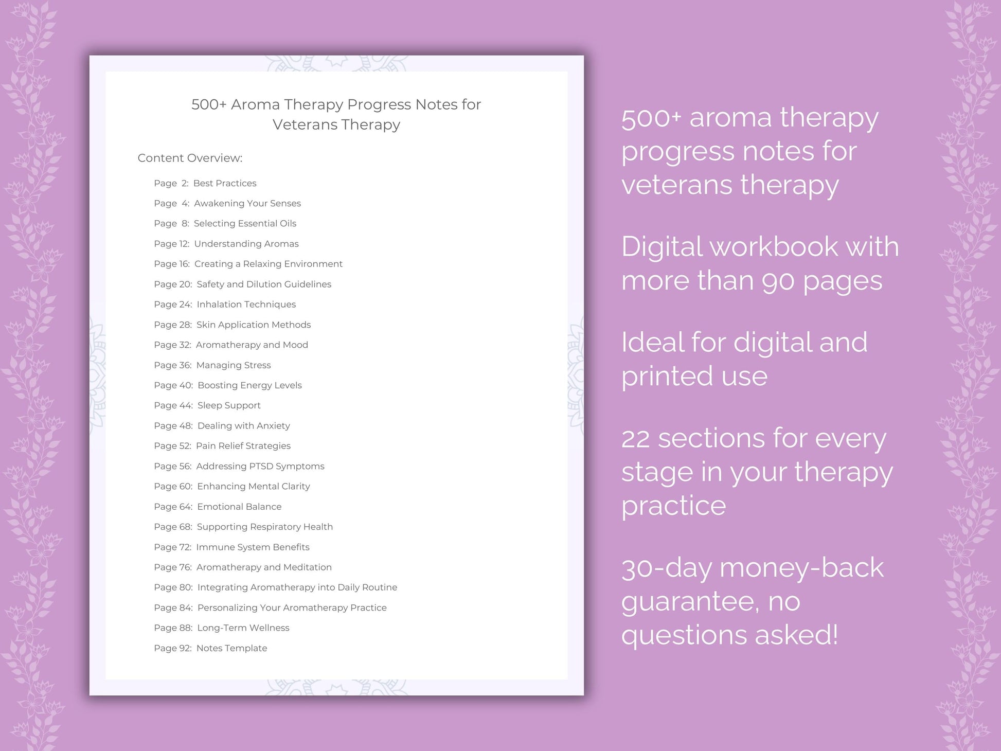 Veterans Aroma Therapy Therapist Worksheets