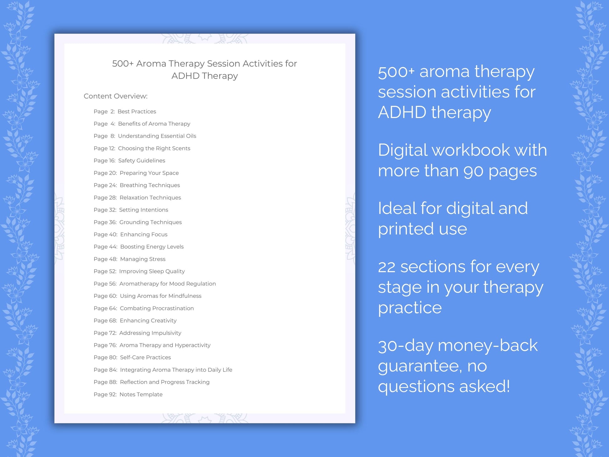 ADHD Aroma Therapy Therapist Worksheets