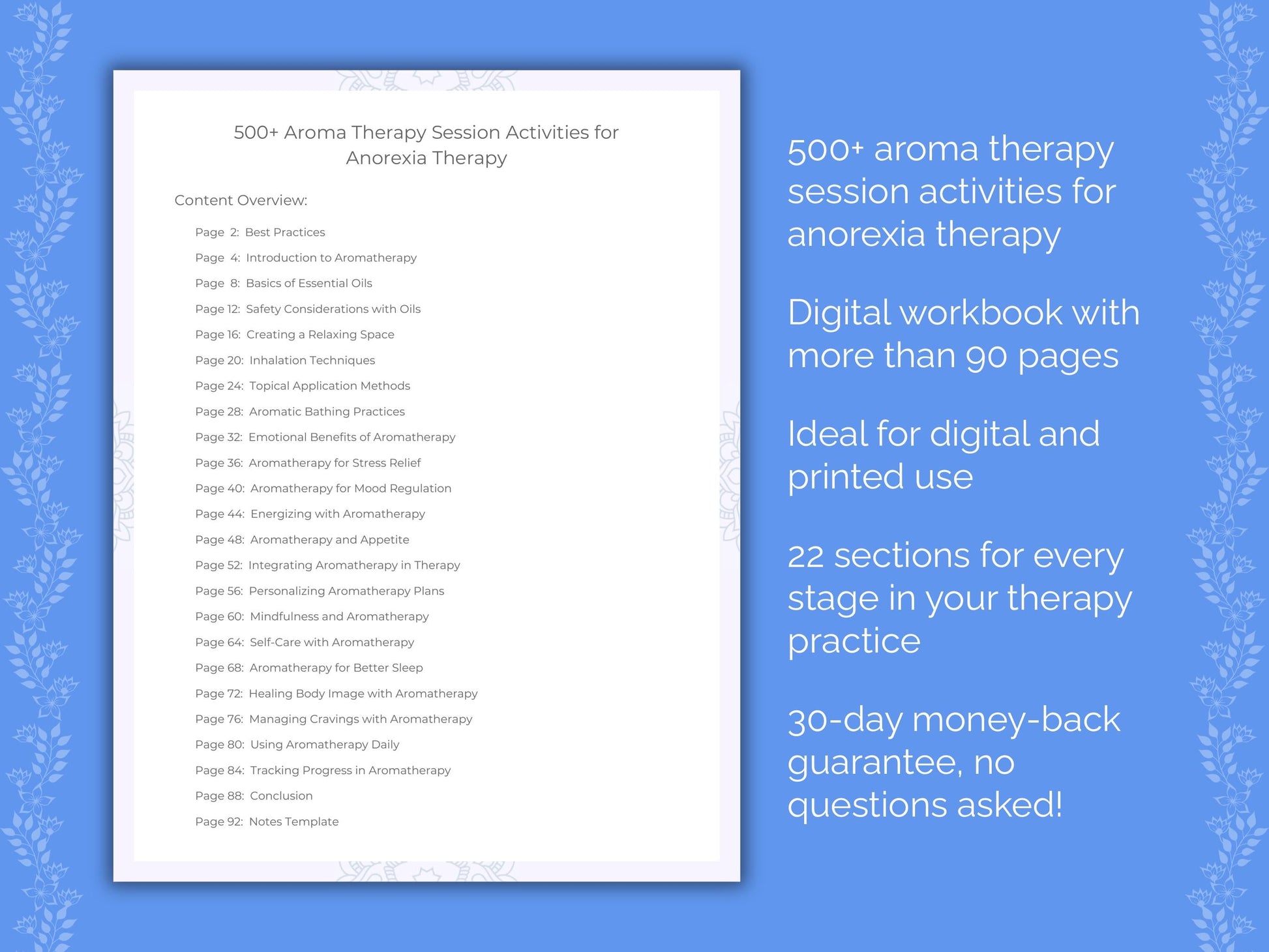 Anorexia Aroma Therapy Therapist Worksheets