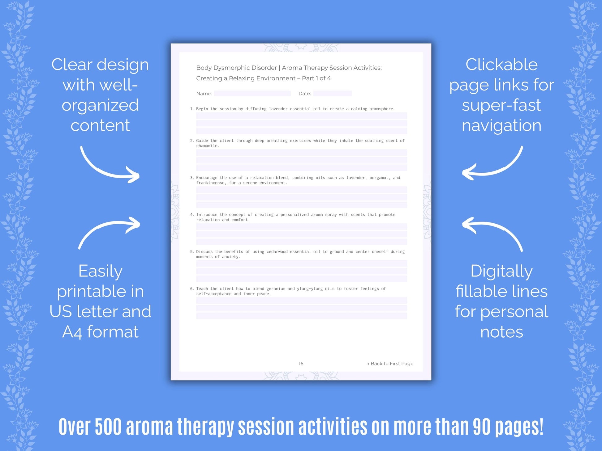 Body Dysmorphic Disorder (BDD) Aroma Therapy Counseling Templates