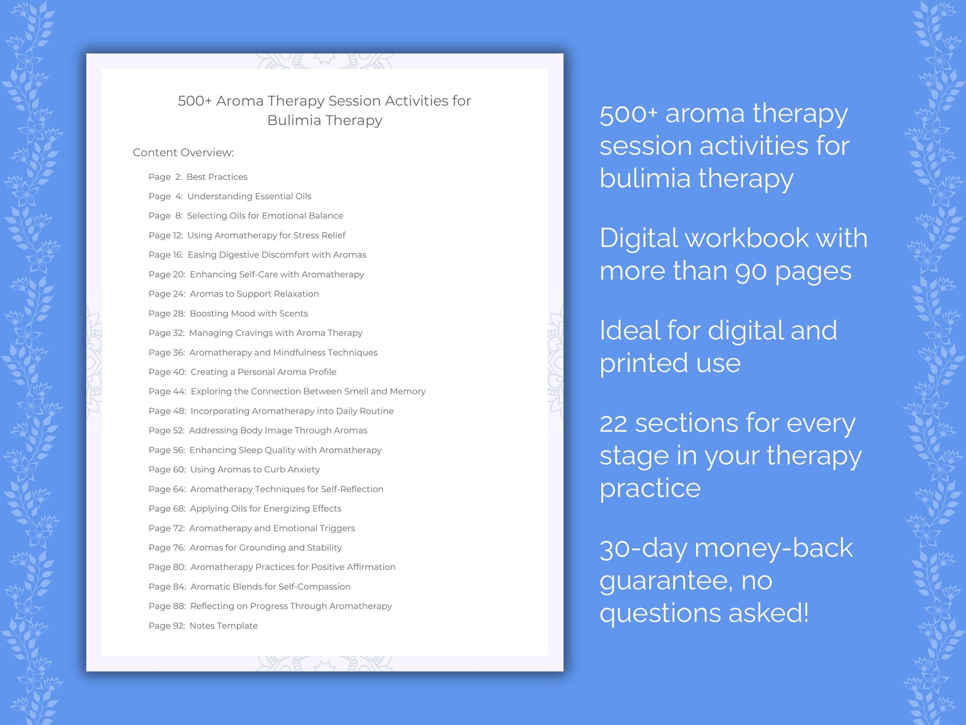 Bulimia Aroma Therapy Therapist Worksheets