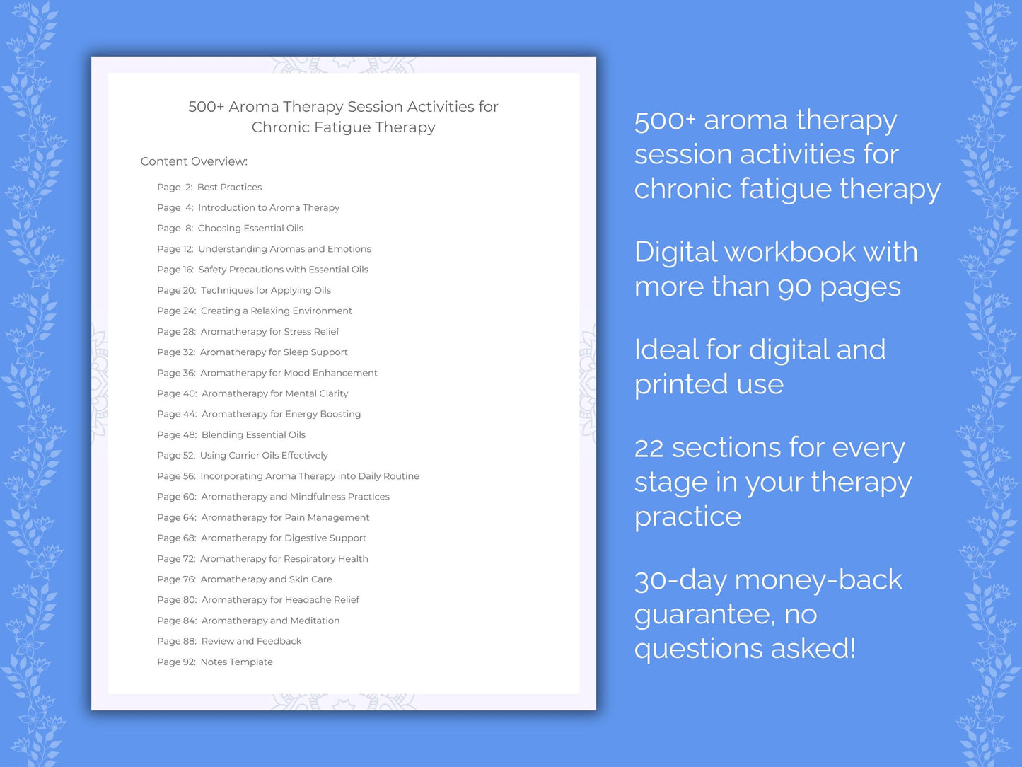 Chronic Fatigue Aroma Therapy Therapist Worksheets