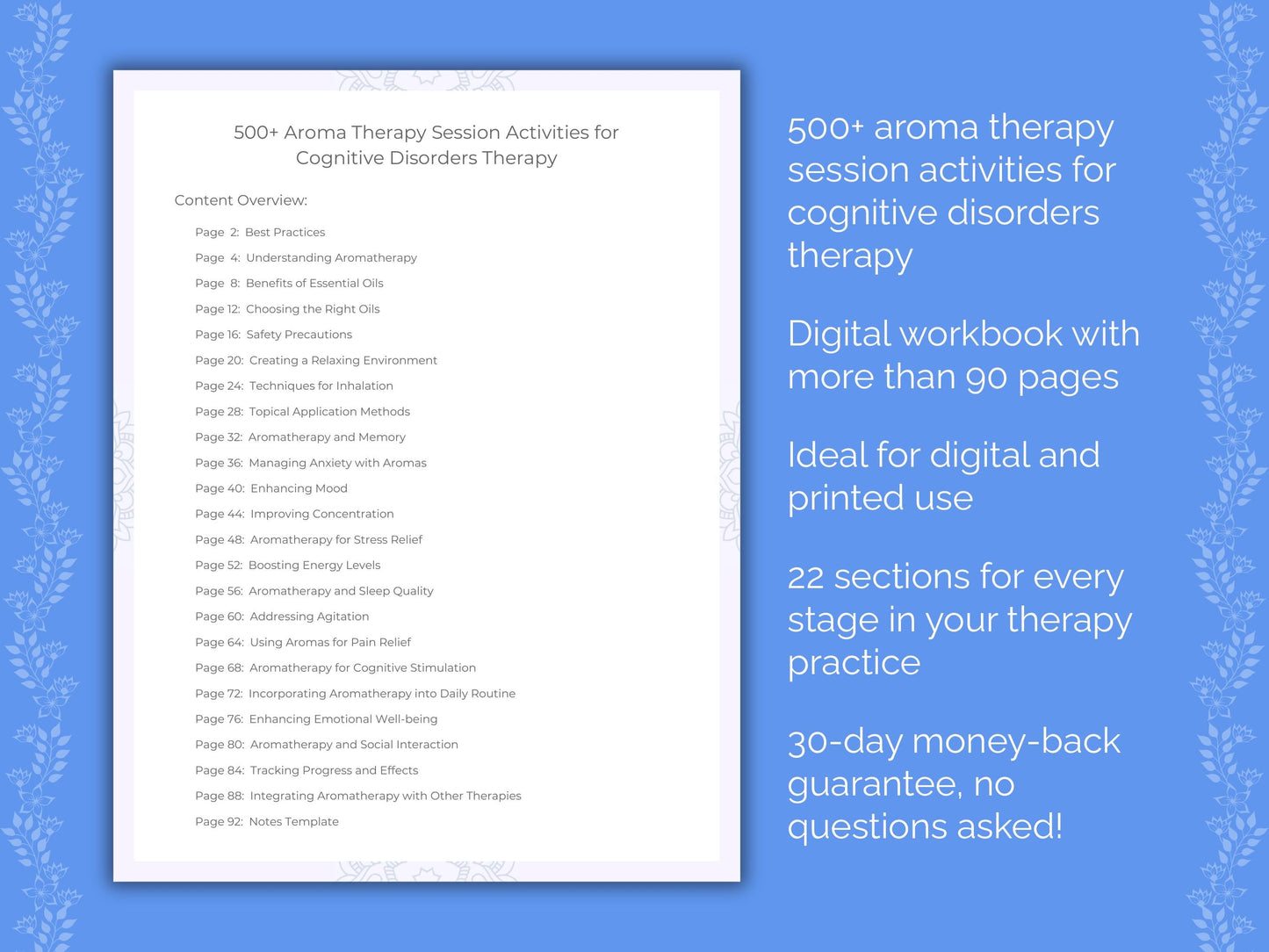 Cognitive Disorders Aroma Therapy Therapist Worksheets