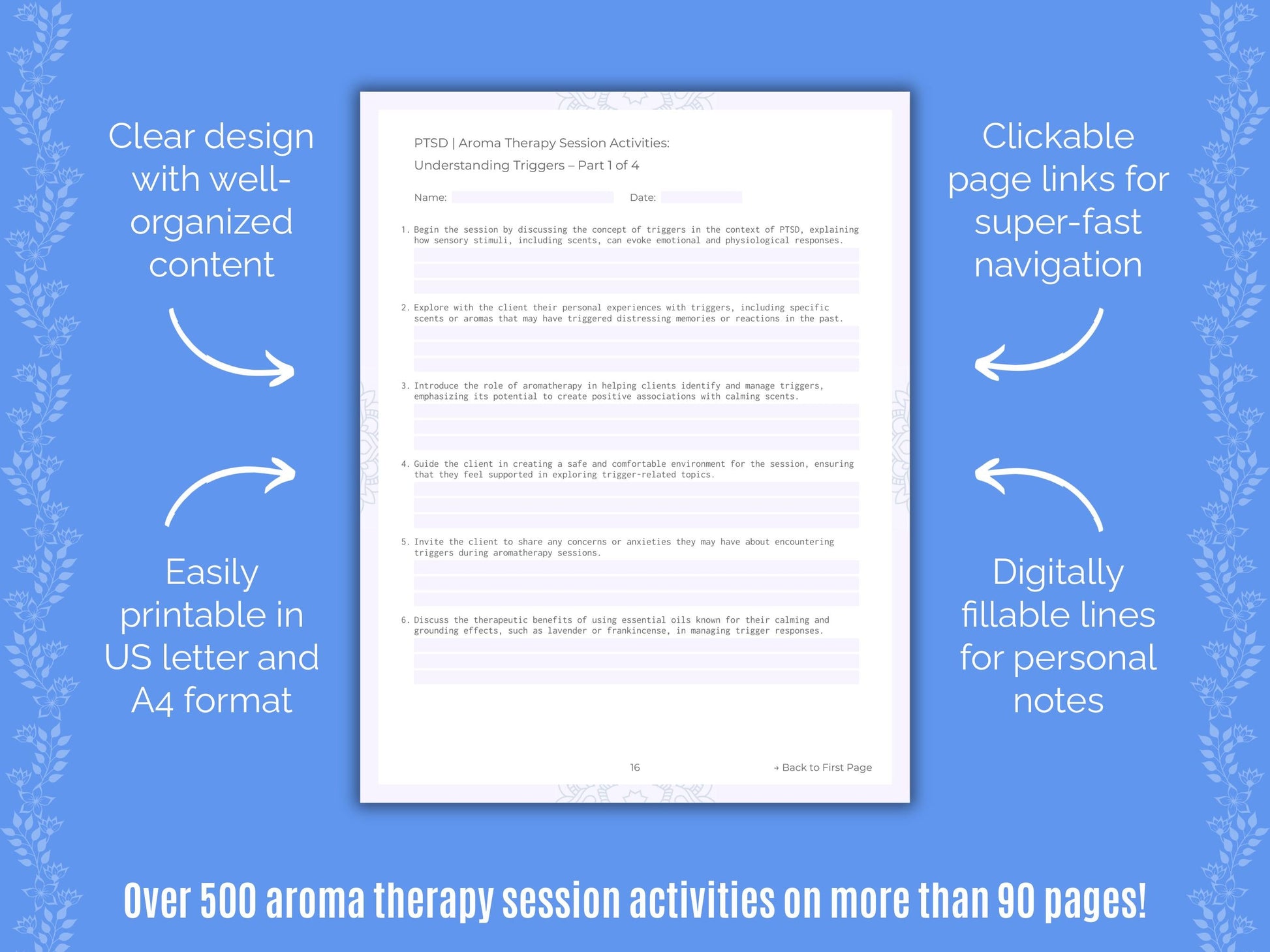 Post-Traumatic Stress Disorder (PTSD) Aroma Therapy Counseling Templates