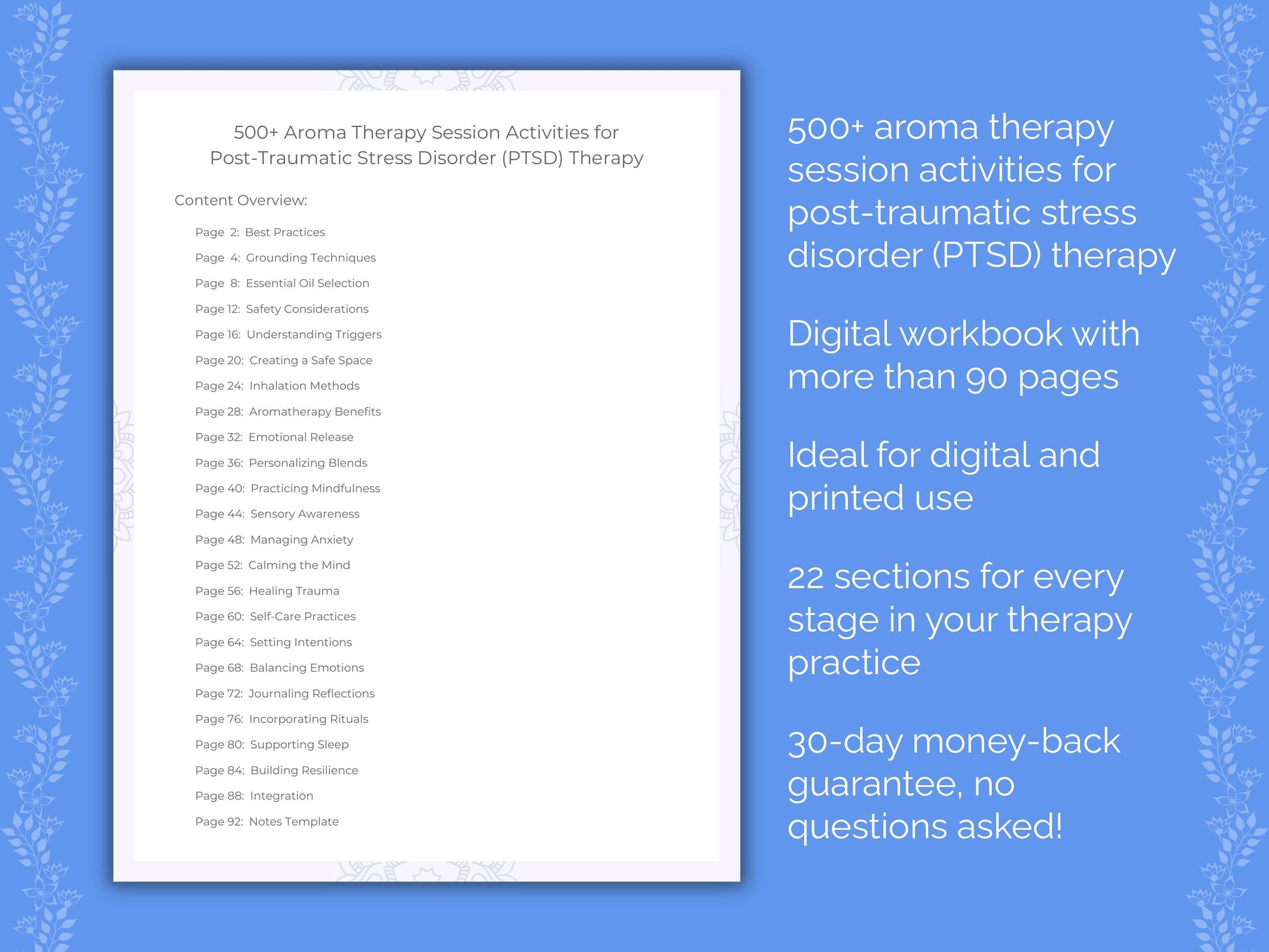 Post-Traumatic Stress Disorder (PTSD) Aroma Therapy Therapist Worksheets