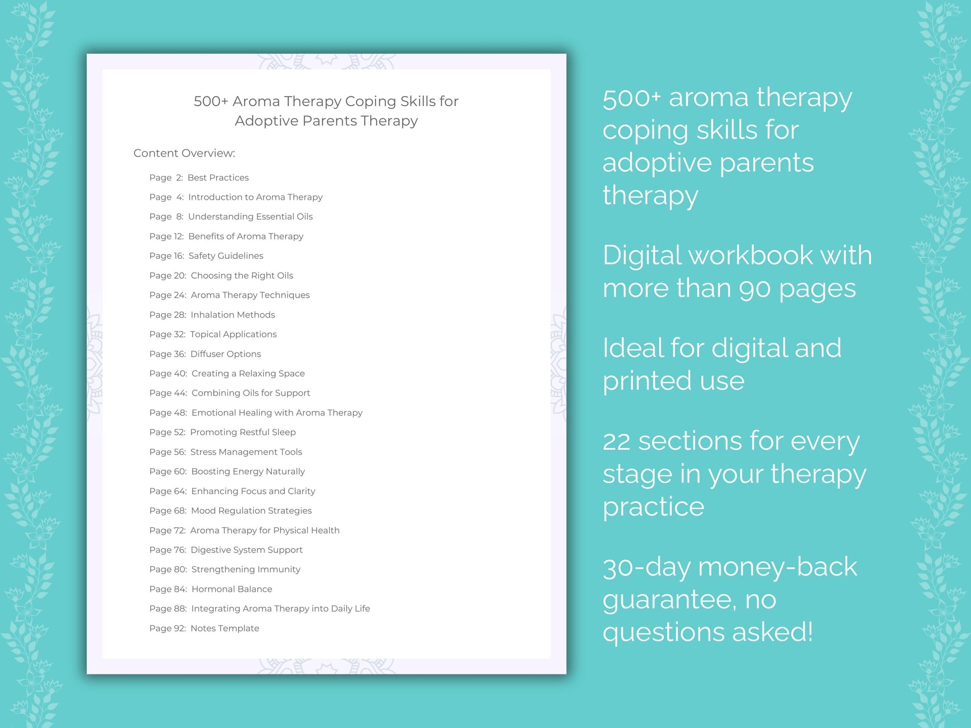 Adoptive Parents Aroma Therapy Therapist Worksheets