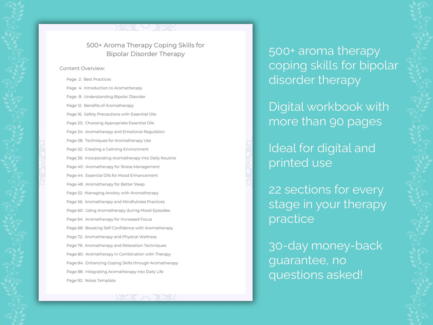 Bipolar Disorder Aroma Therapy Therapist Worksheets
