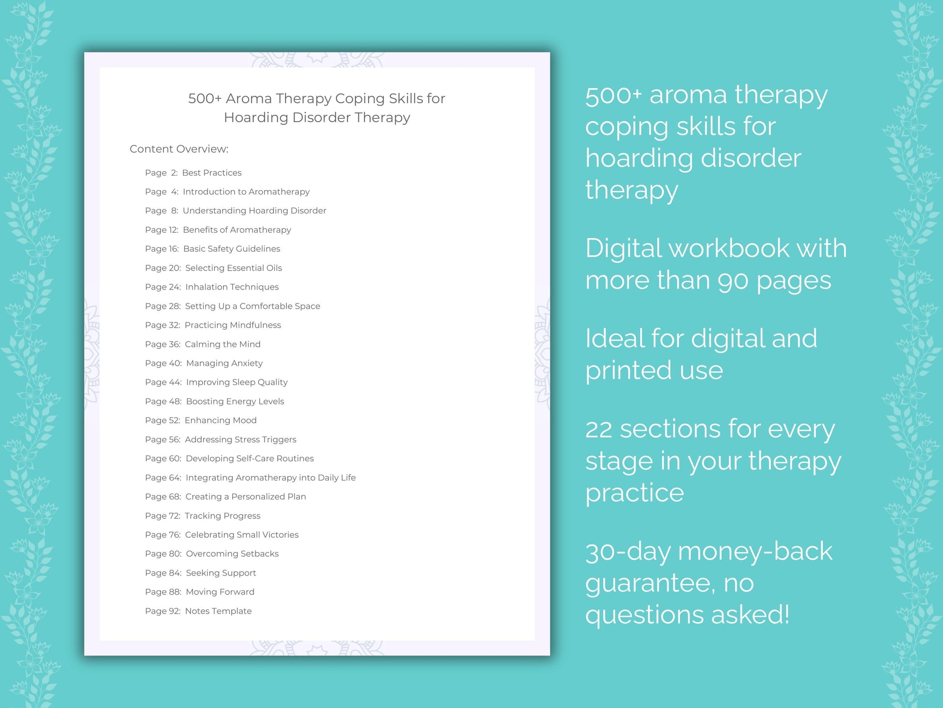 Hoarding Disorder Aroma Therapy Therapist Worksheets