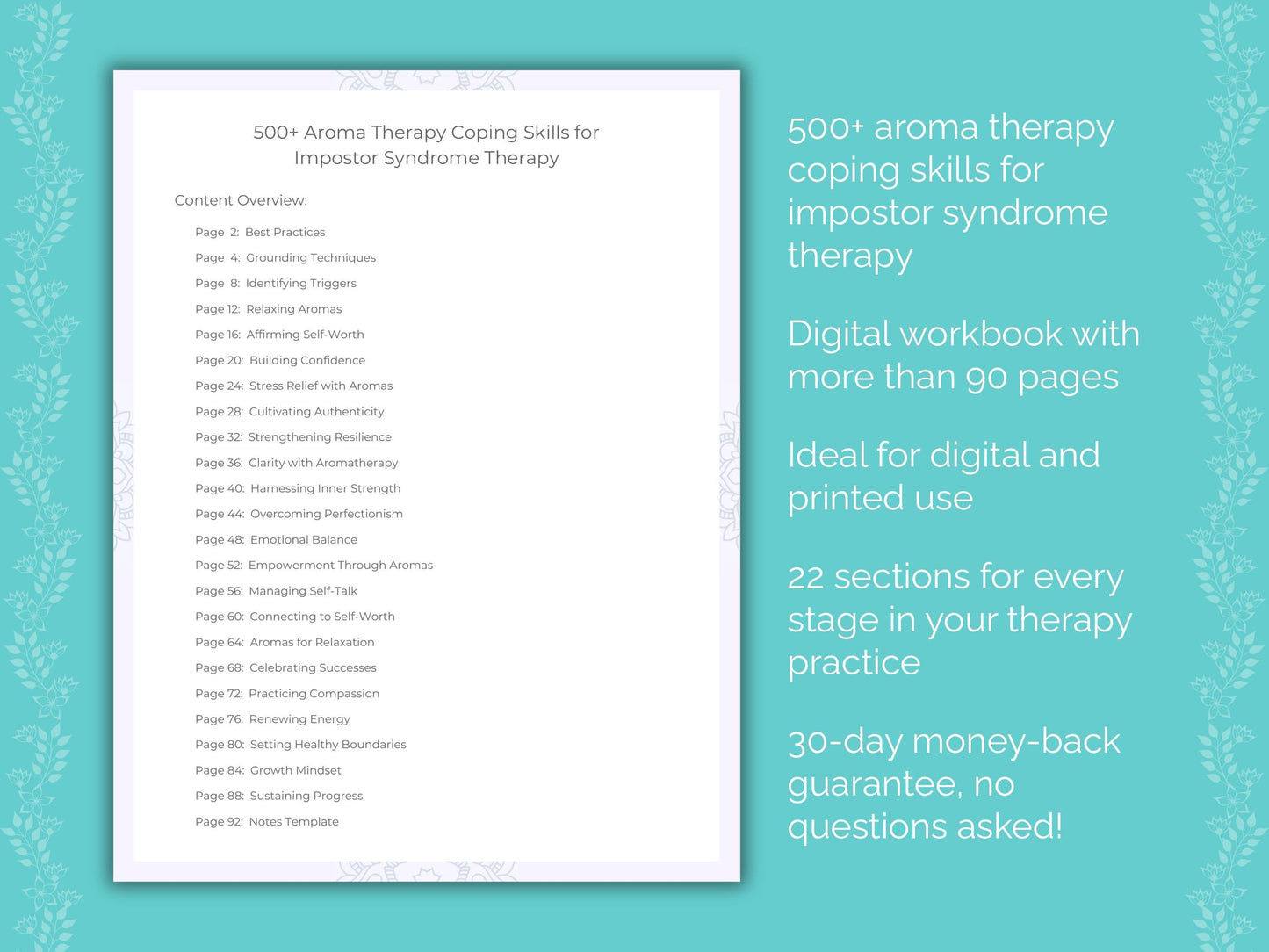 Impostor Syndrome Aroma Therapy Therapist Worksheets