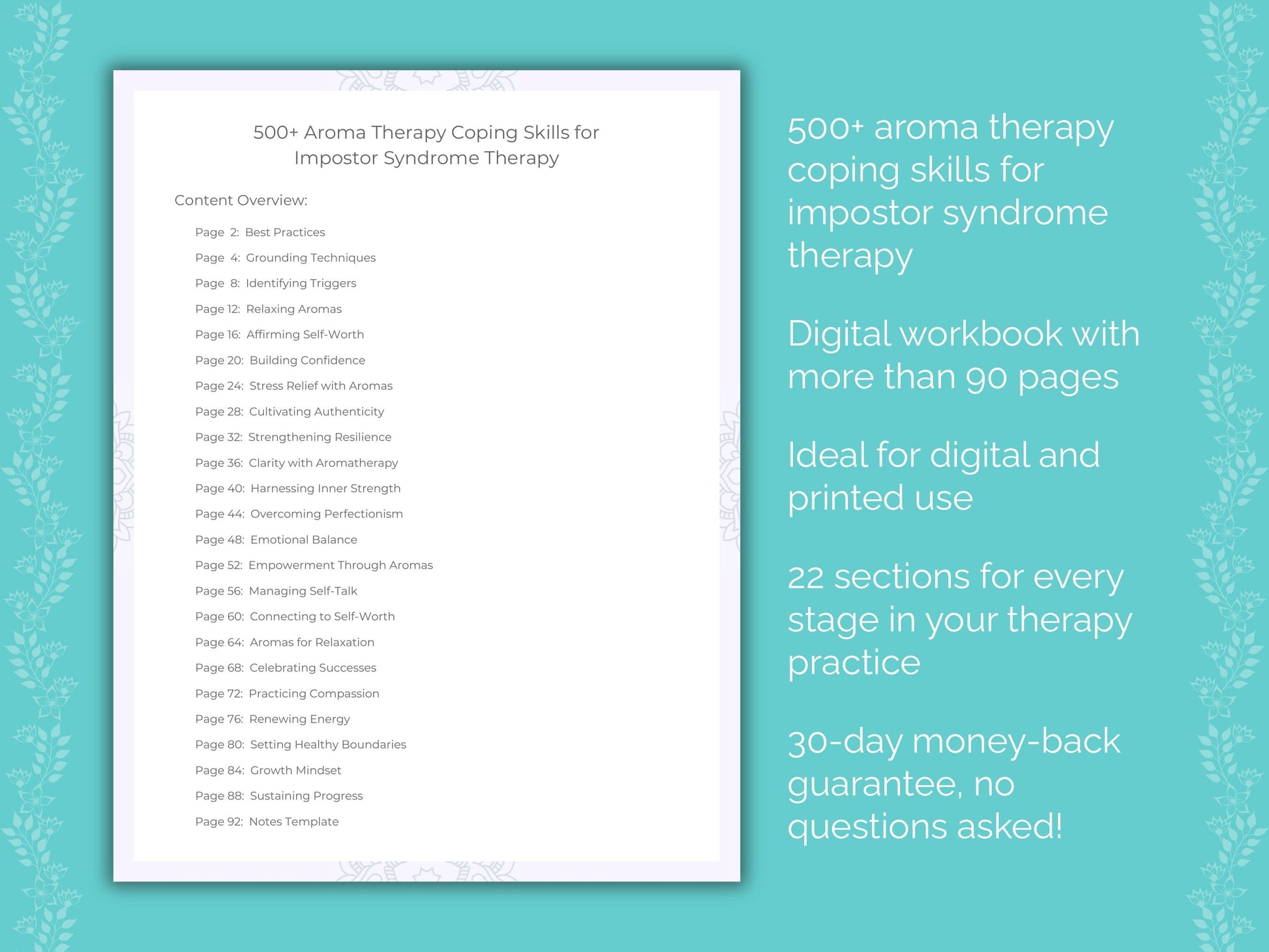 Impostor Syndrome Aroma Therapy Therapist Worksheets