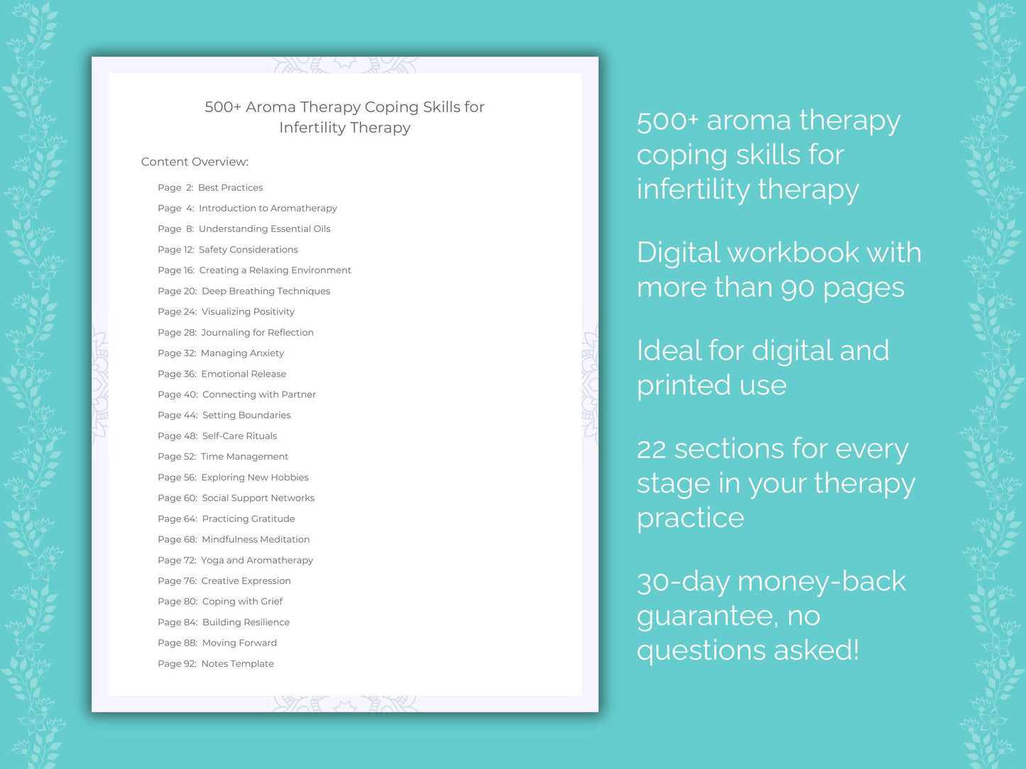 Infertility Aroma Therapy Therapist Worksheets