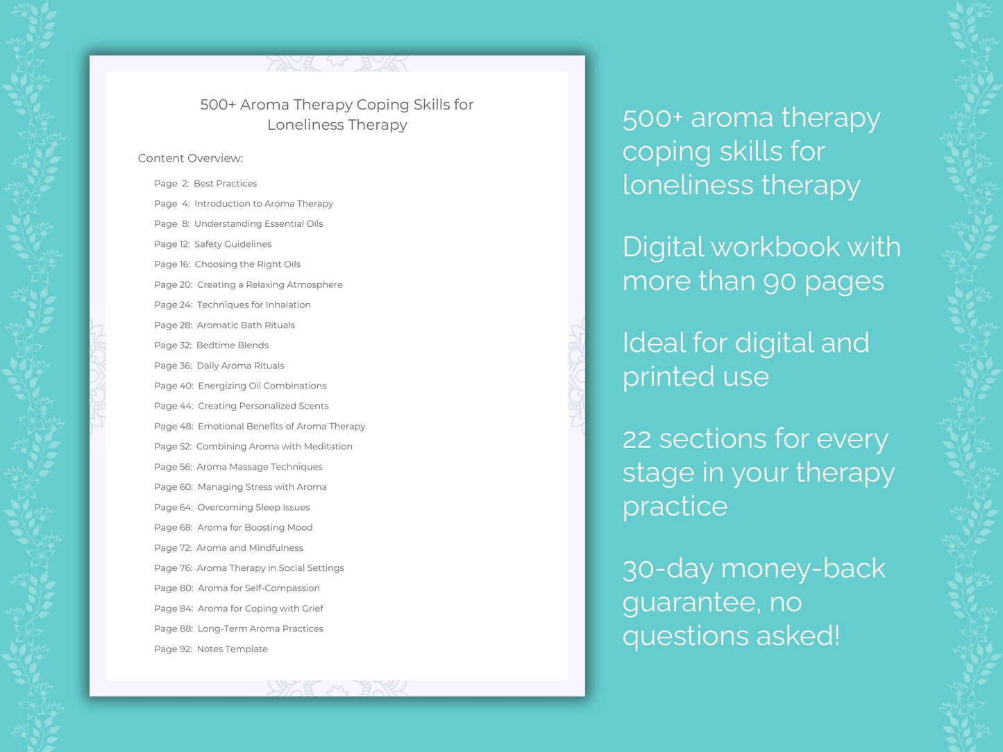 Loneliness Aroma Therapy Therapist Worksheets