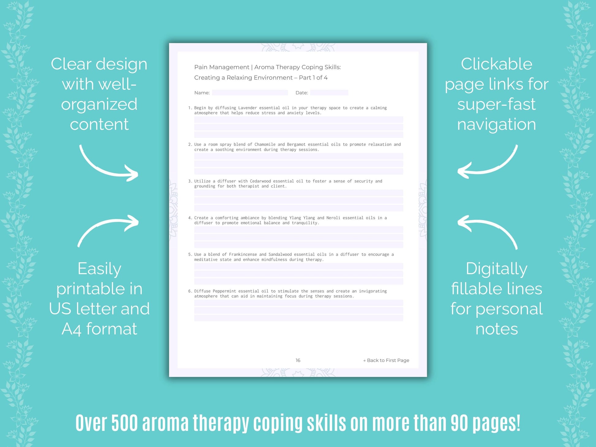 Pain Management Aroma Therapy Counseling Templates