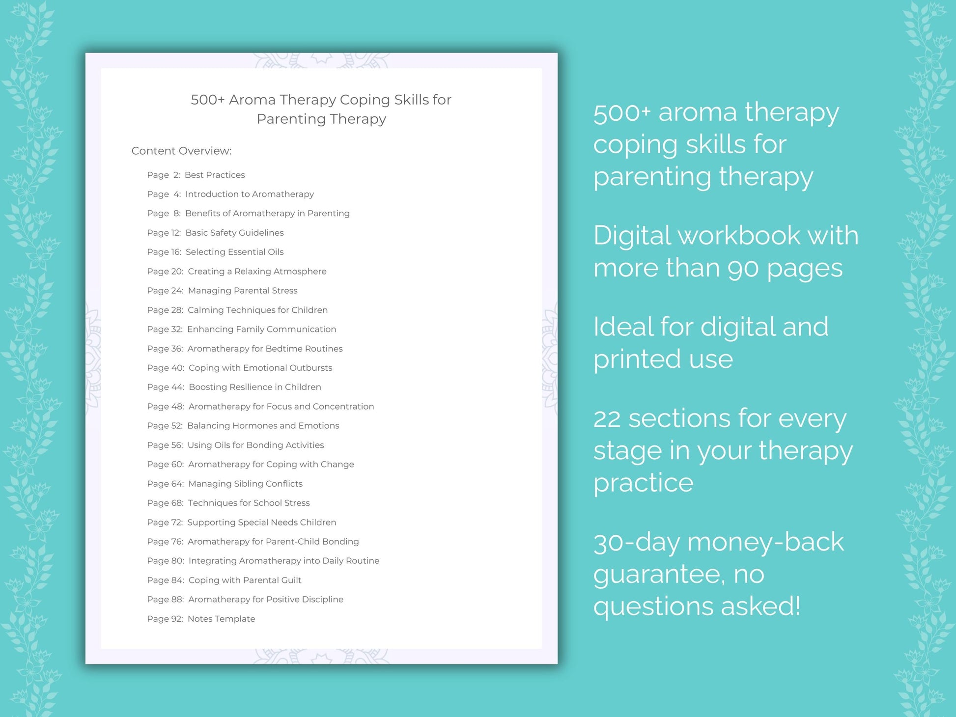Parenting Aroma Therapy Therapist Worksheets