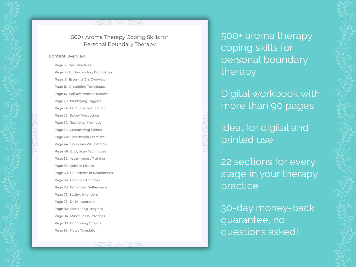 Personal Boundary Aroma Therapy Therapist Worksheets
