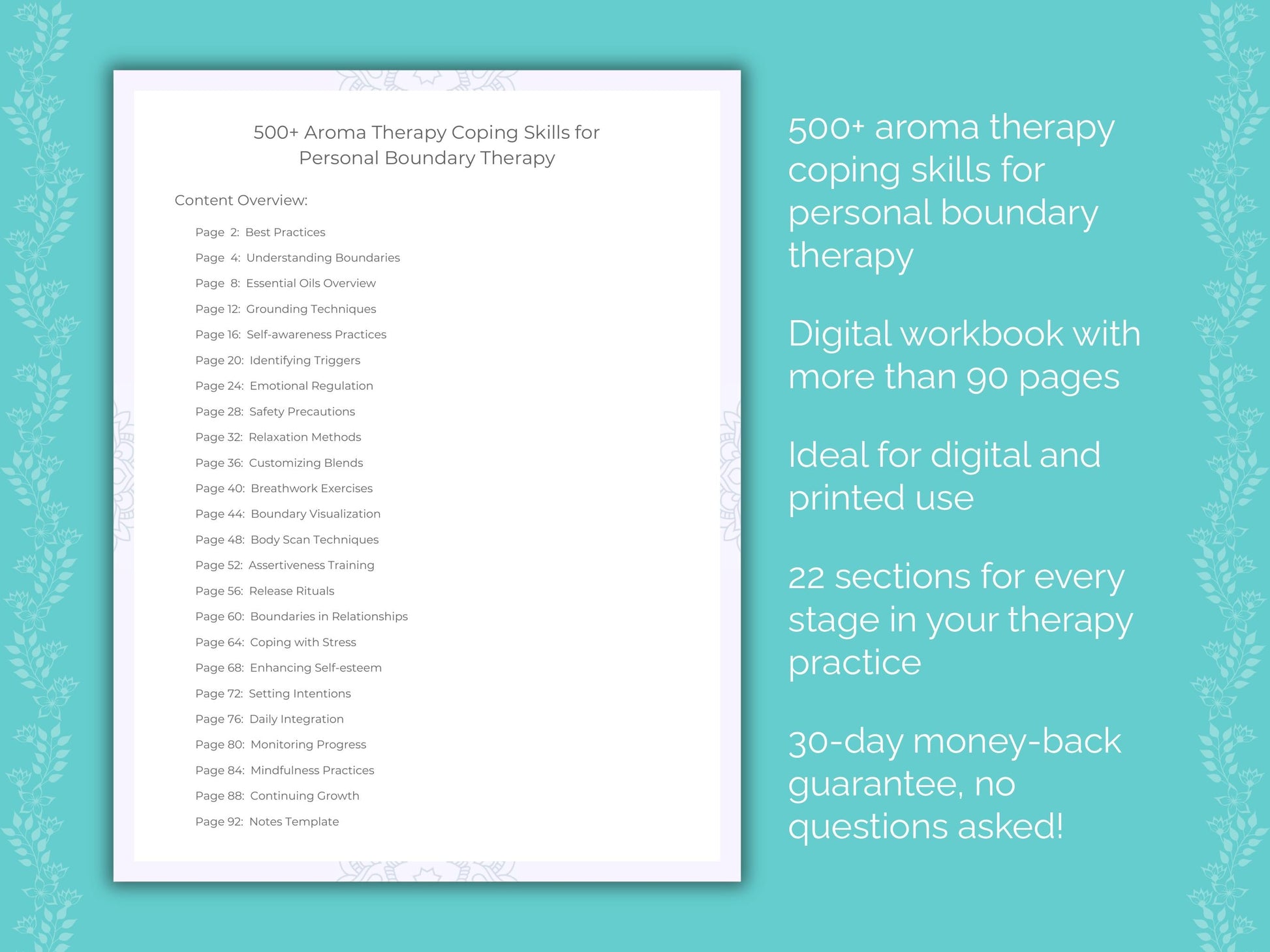 Personal Boundary Aroma Therapy Therapist Worksheets