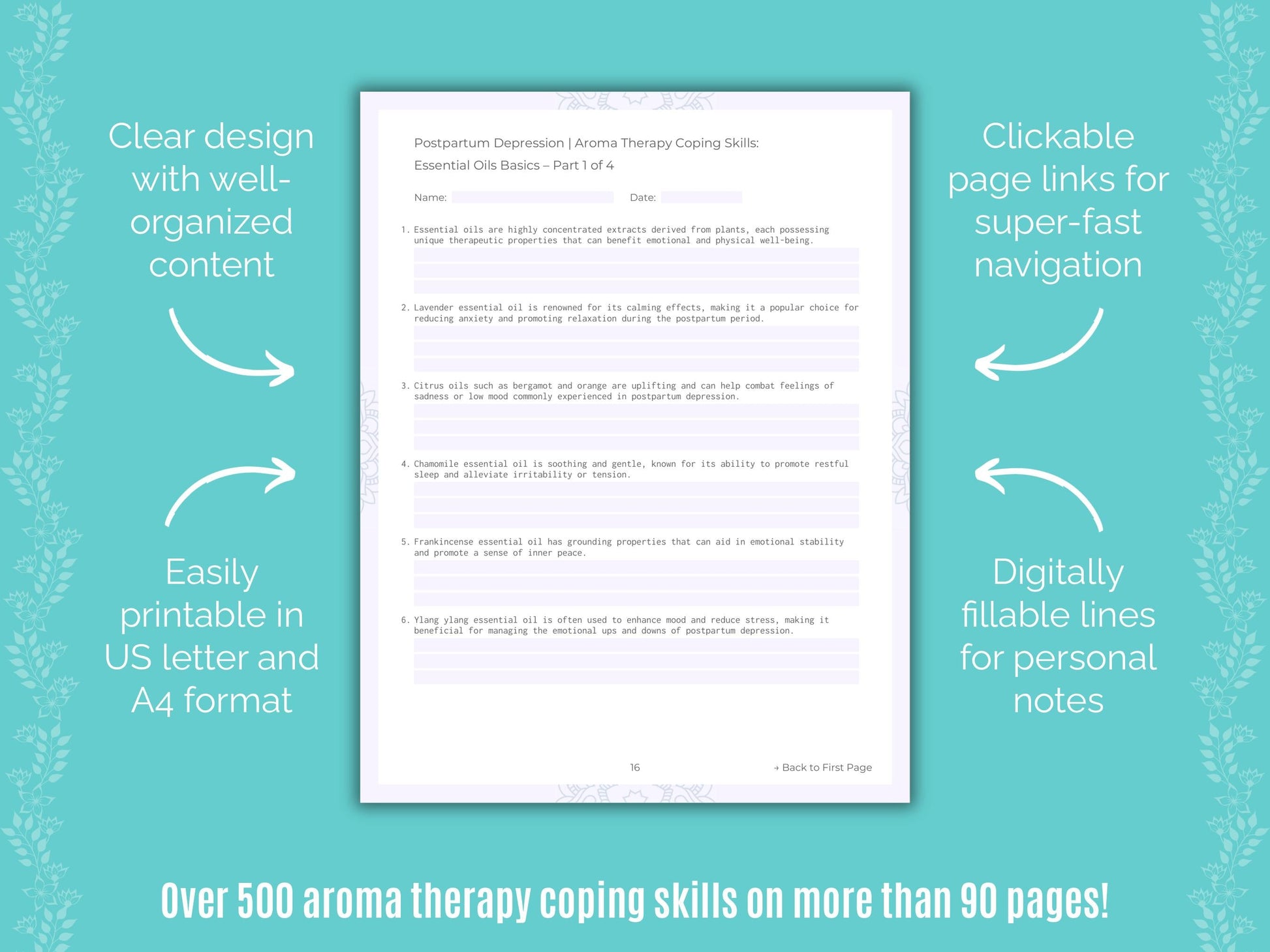 Postpartum Depression Aroma Therapy Counseling Templates