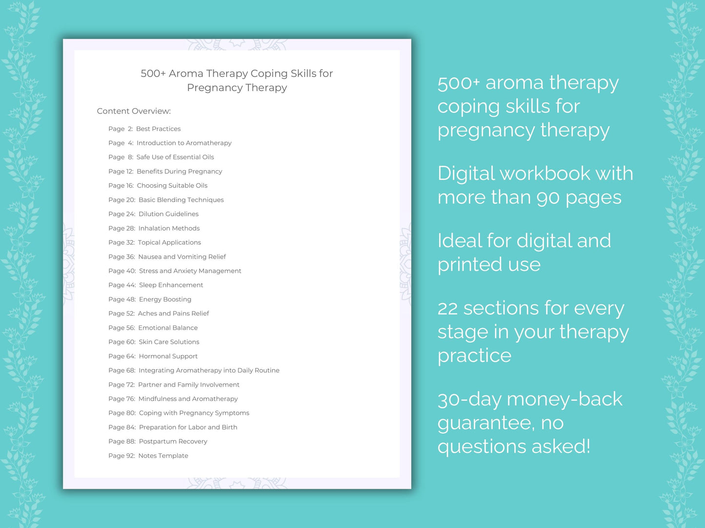 Pregnancy Aroma Therapy Therapist Worksheets