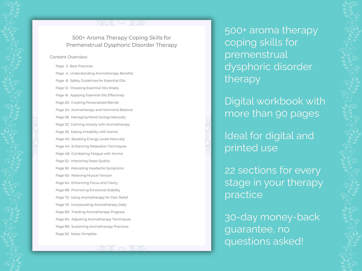 Premenstrual Dysphoric Disorder Aroma Therapy Therapist Worksheets