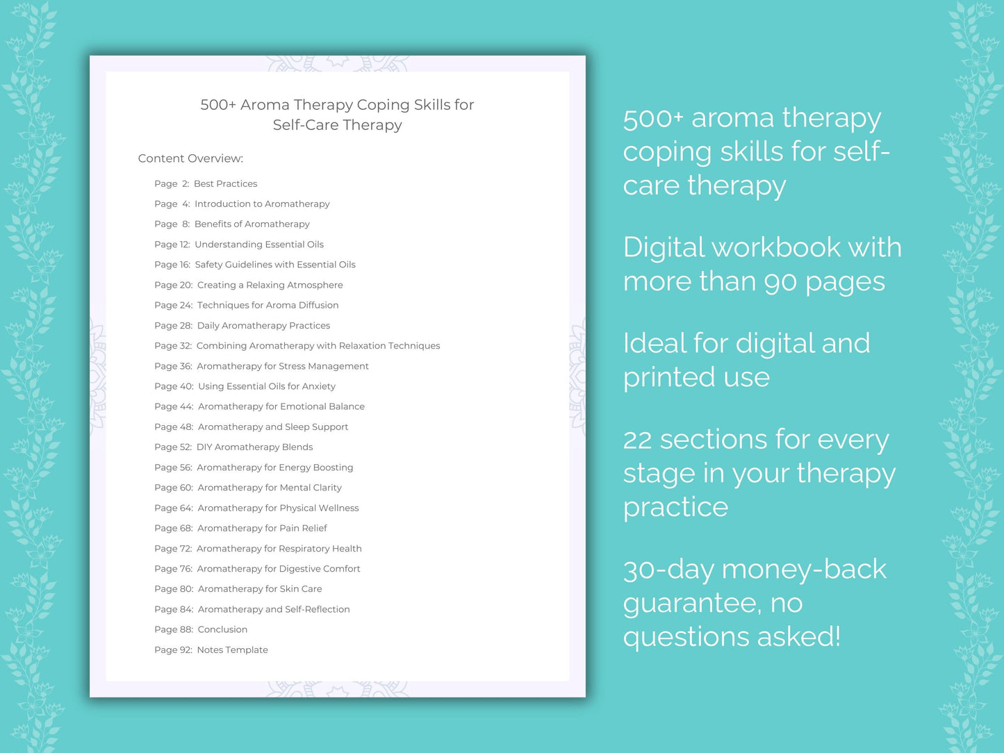 Self-Care Aroma Therapy Therapist Worksheets