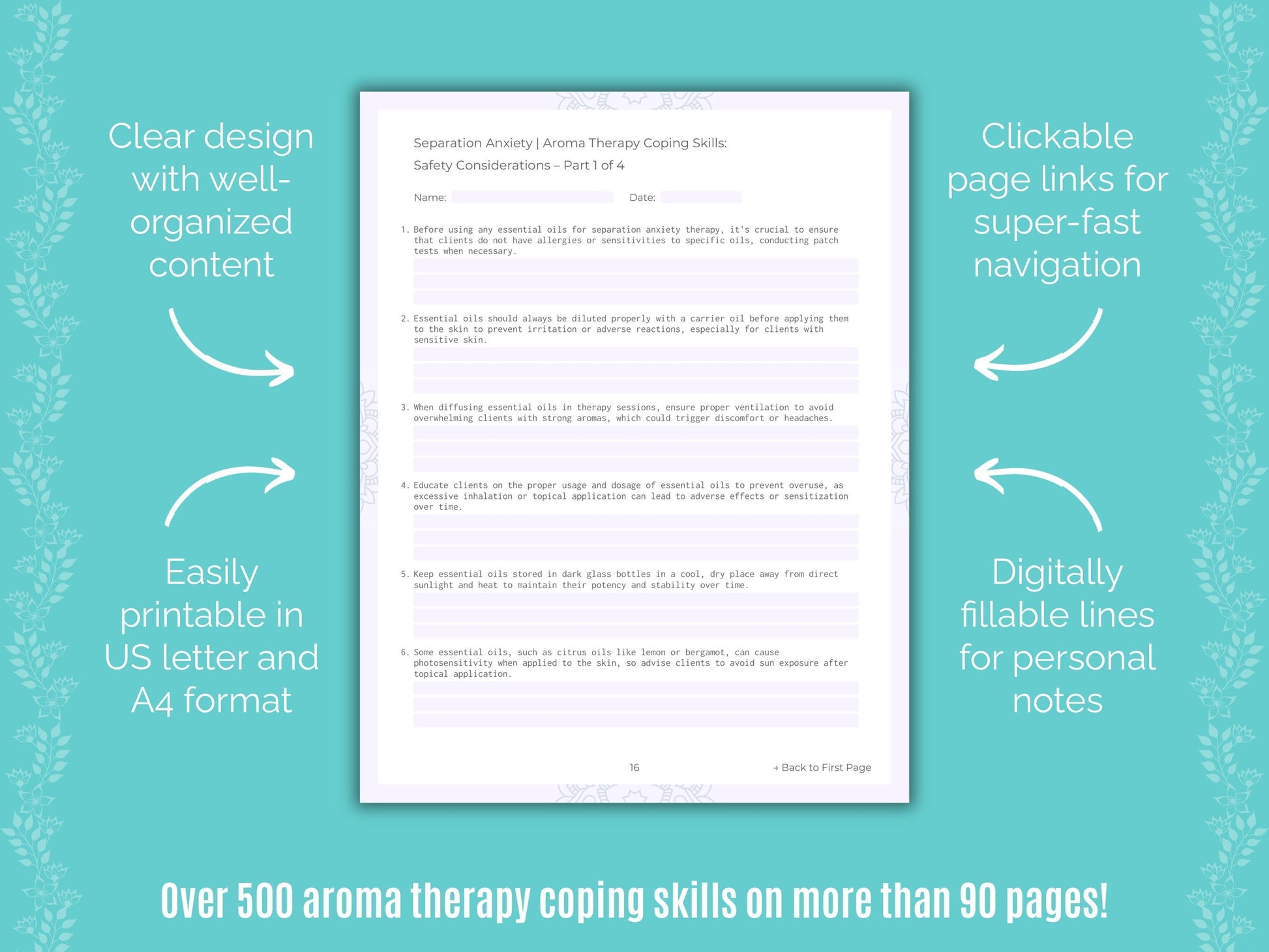 Separation Anxiety Aroma Therapy Counseling Templates