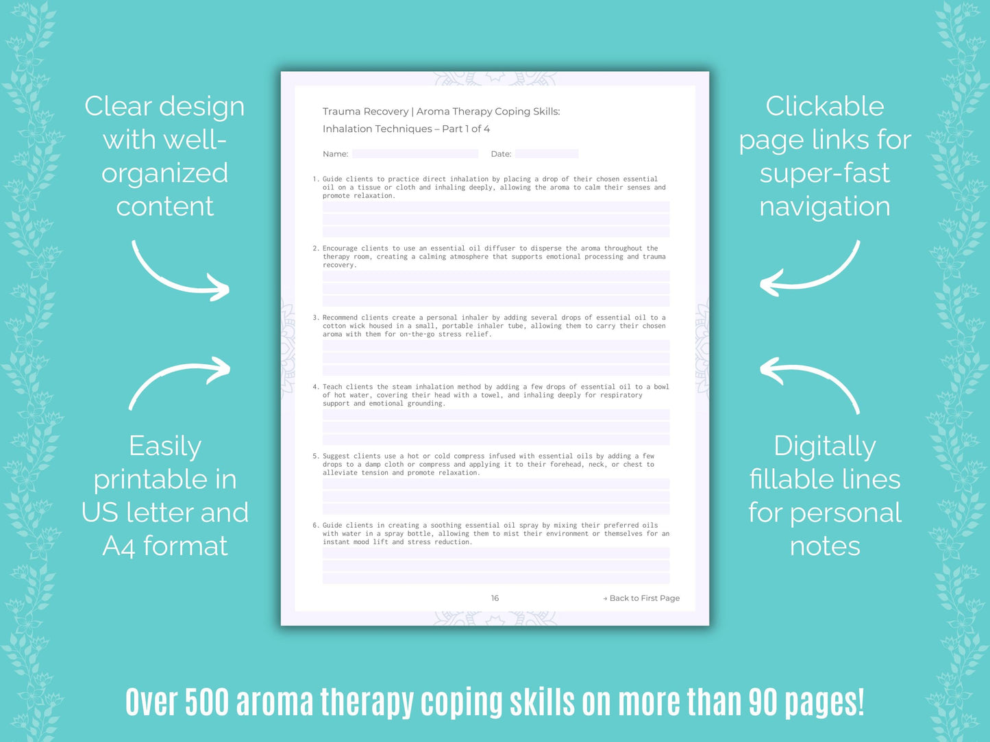 Trauma Recovery Aroma Therapy Counseling Templates