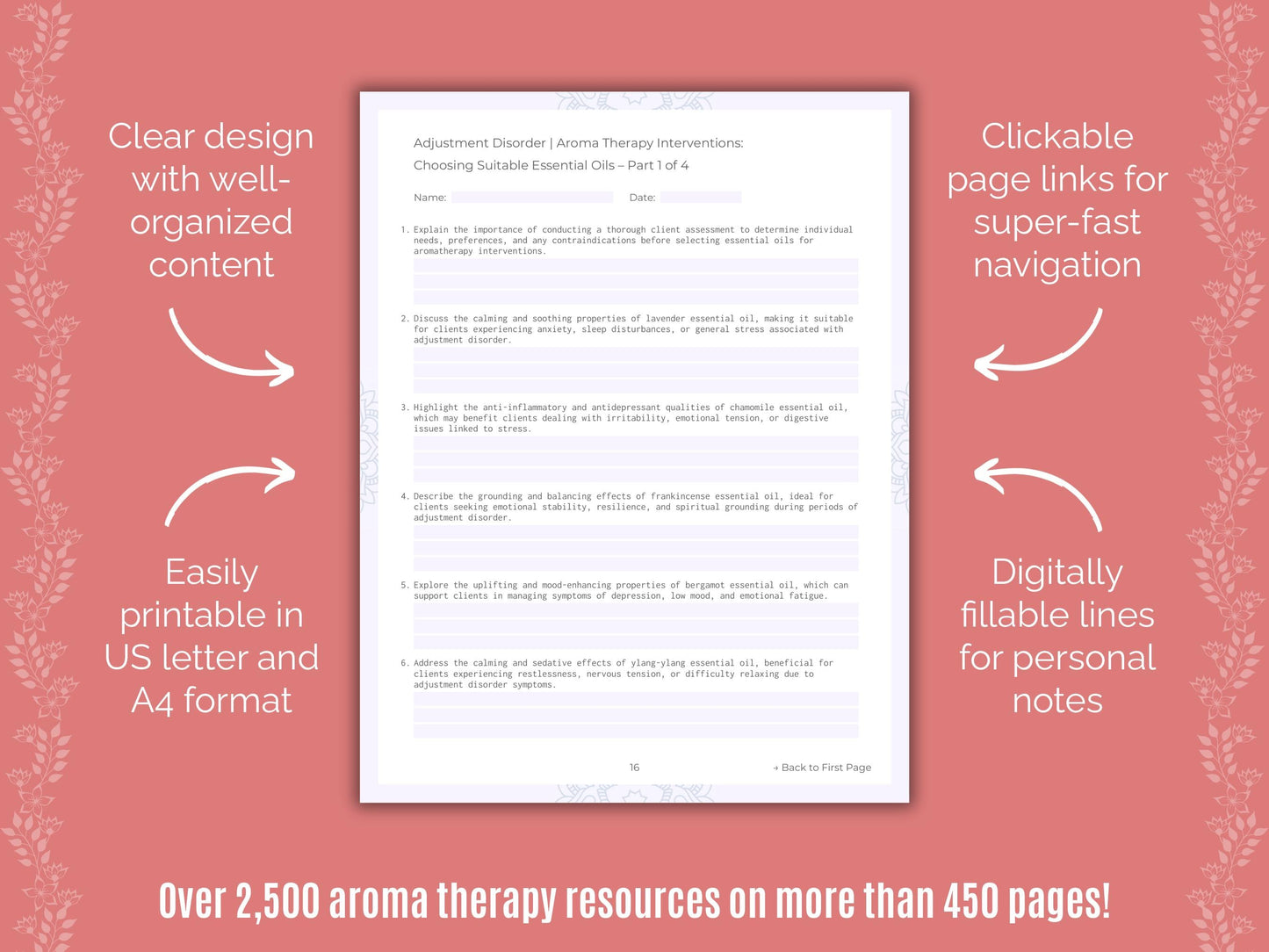 Adjustment Disorder Aroma Therapy Counseling Templates