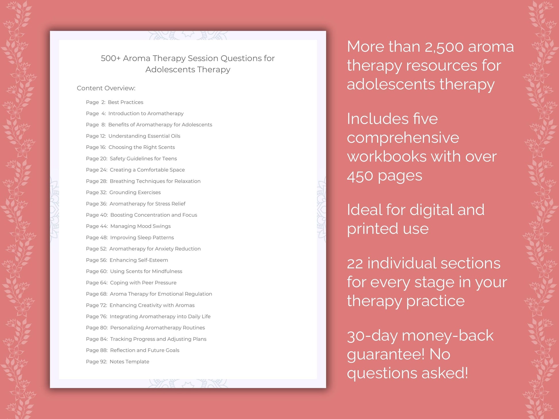 Adolescents Aroma Therapy Therapist Worksheets