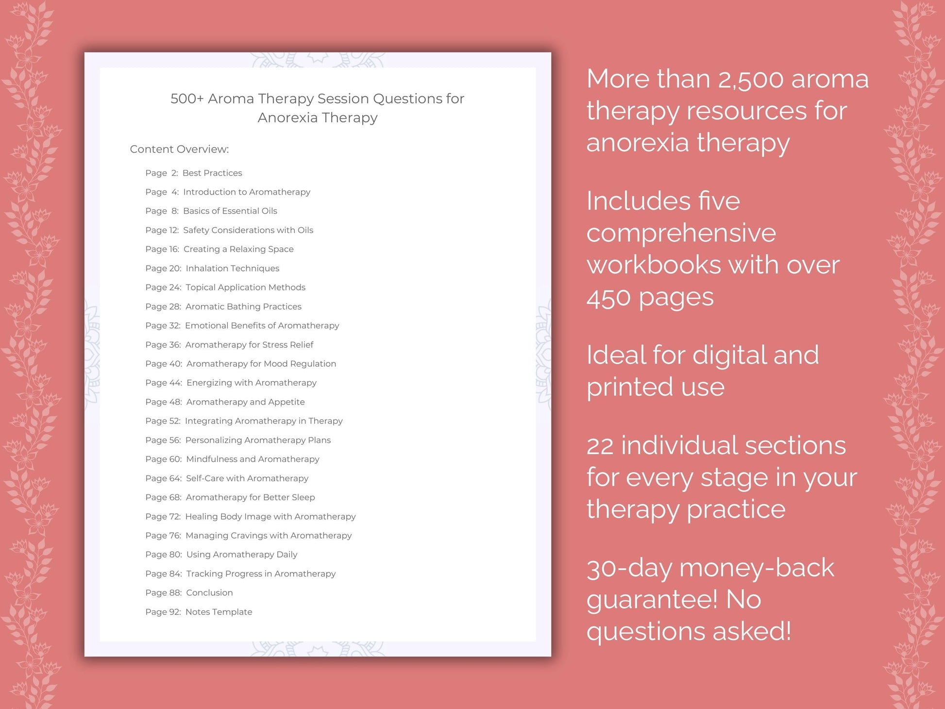 Anorexia Aroma Therapy Therapist Worksheets