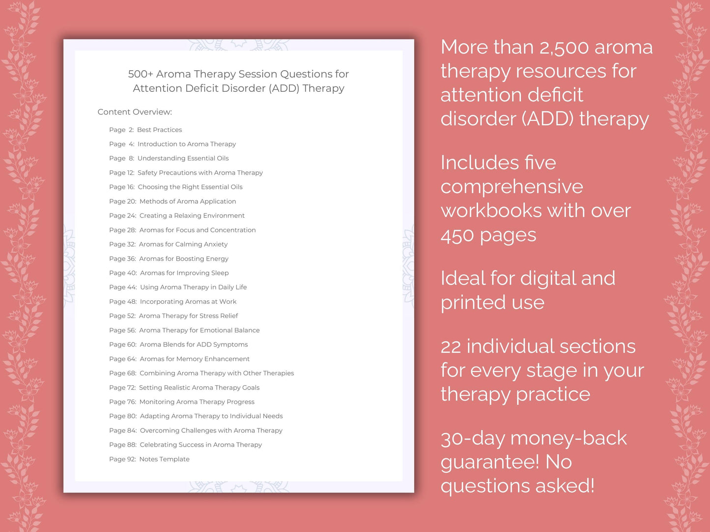 Attention Deficit Disorder (ADD) Aroma Therapy Therapist Worksheets