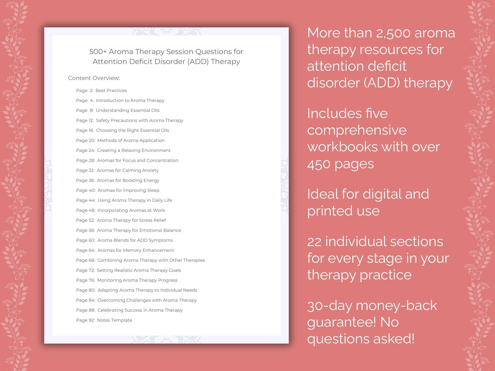 Attention Deficit Disorder (ADD) Aroma Therapy Therapist Worksheets