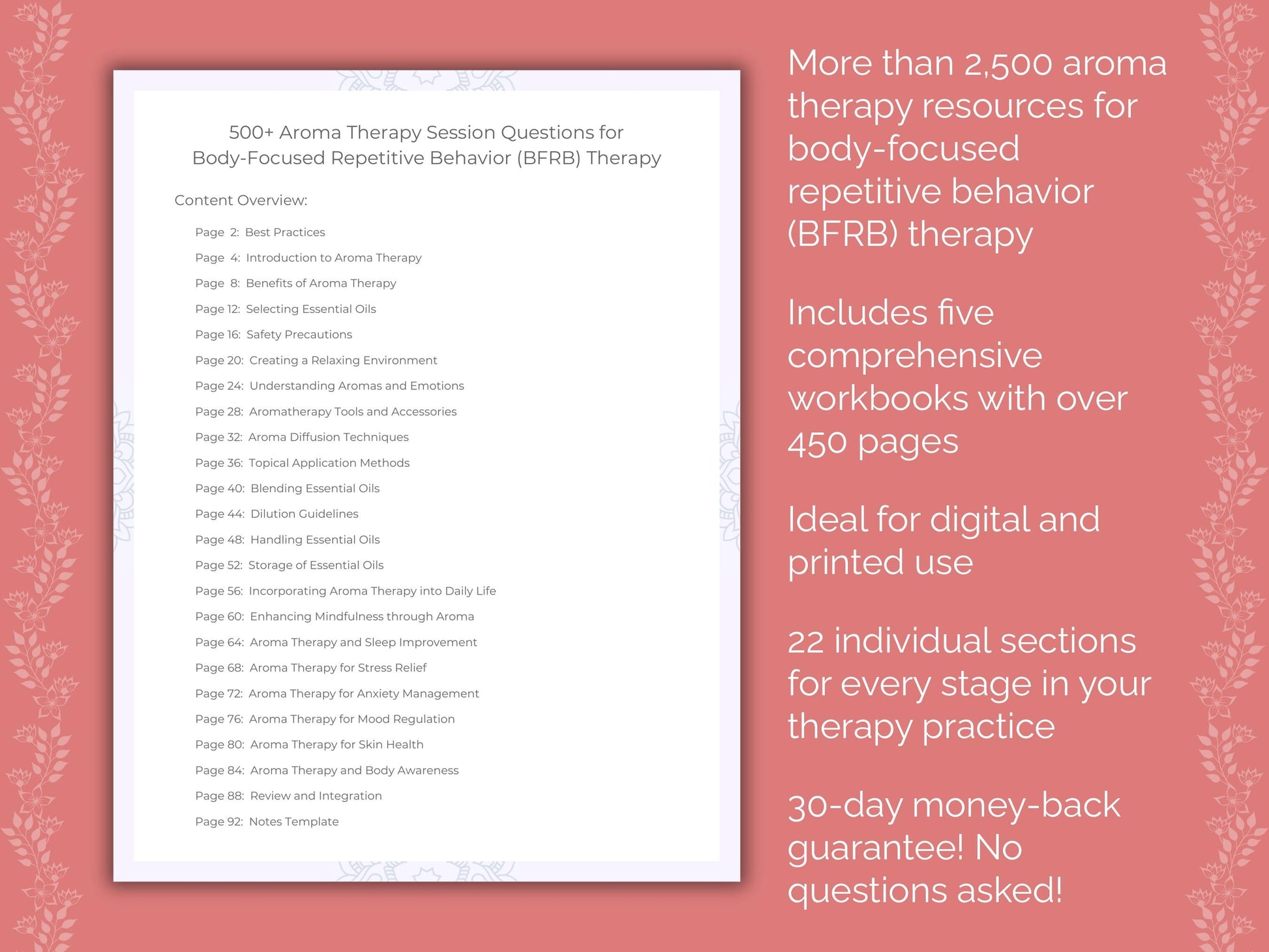 Body-Focused Repetitive Behavior (BFRB) Aroma Therapy Therapist Worksheets