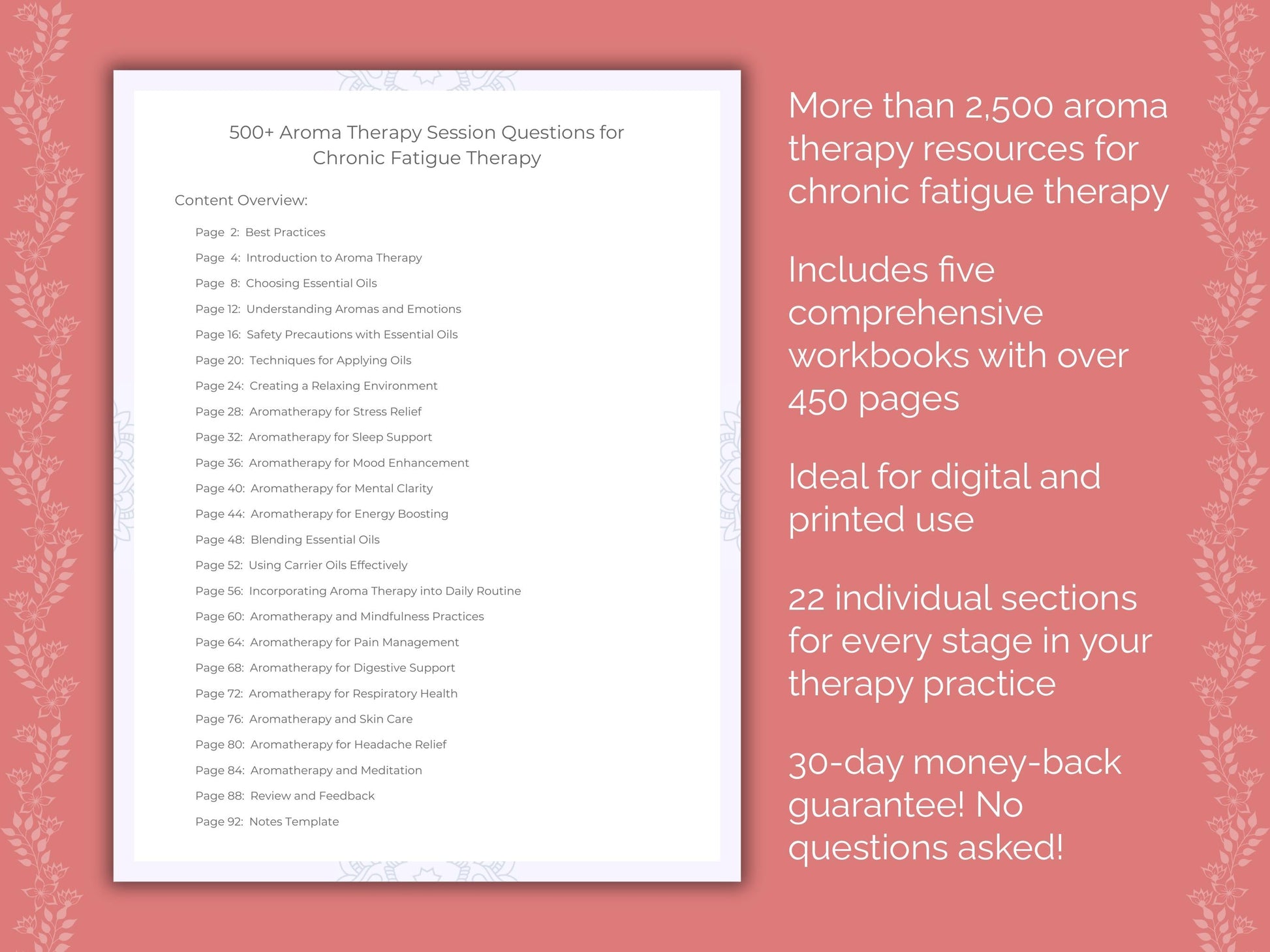 Chronic Fatigue Aroma Therapy Therapist Worksheets